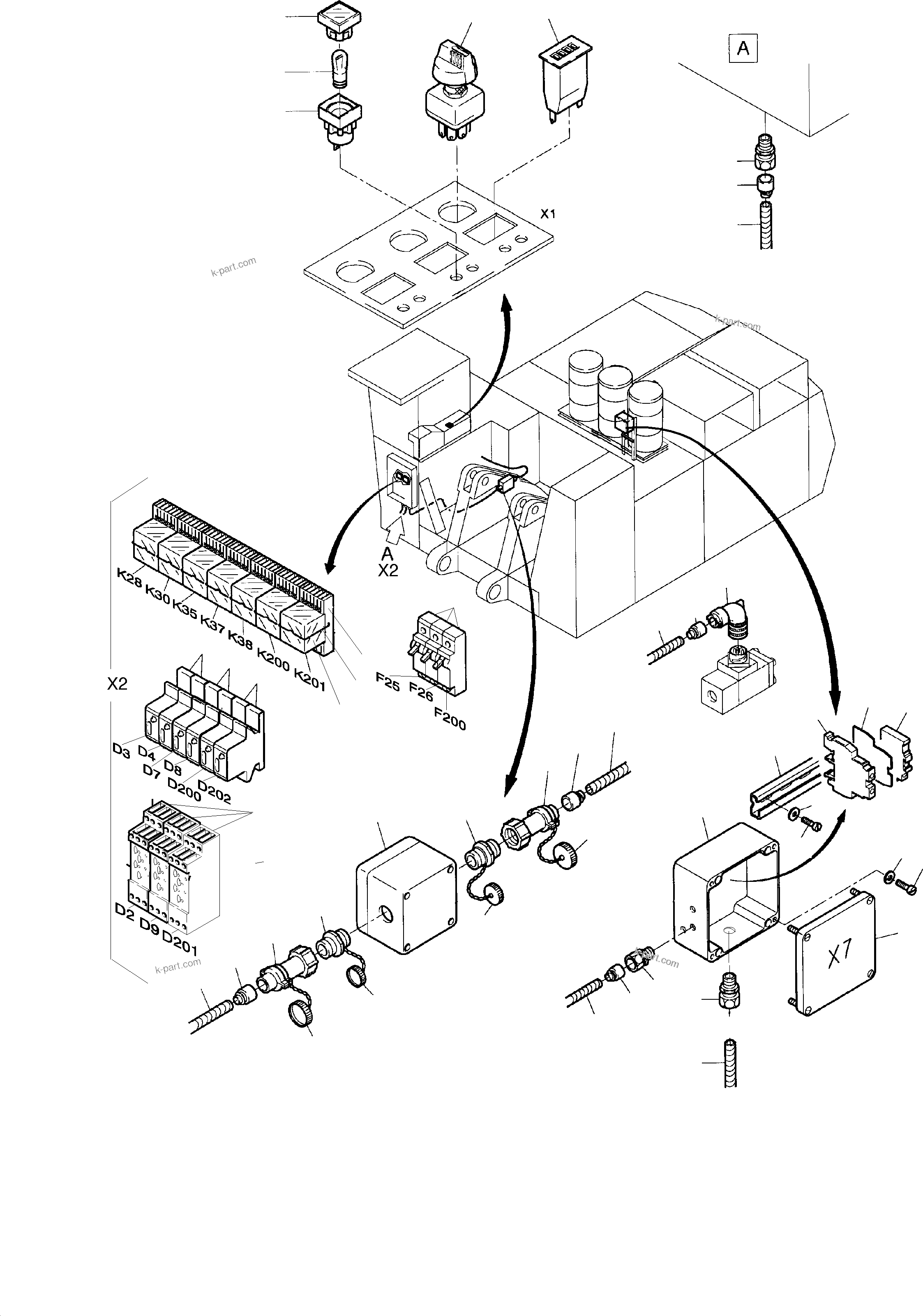 Komatsu parts book diagram for PC8000-1E S/N 12024: ELECTR. PARTS - GREASING