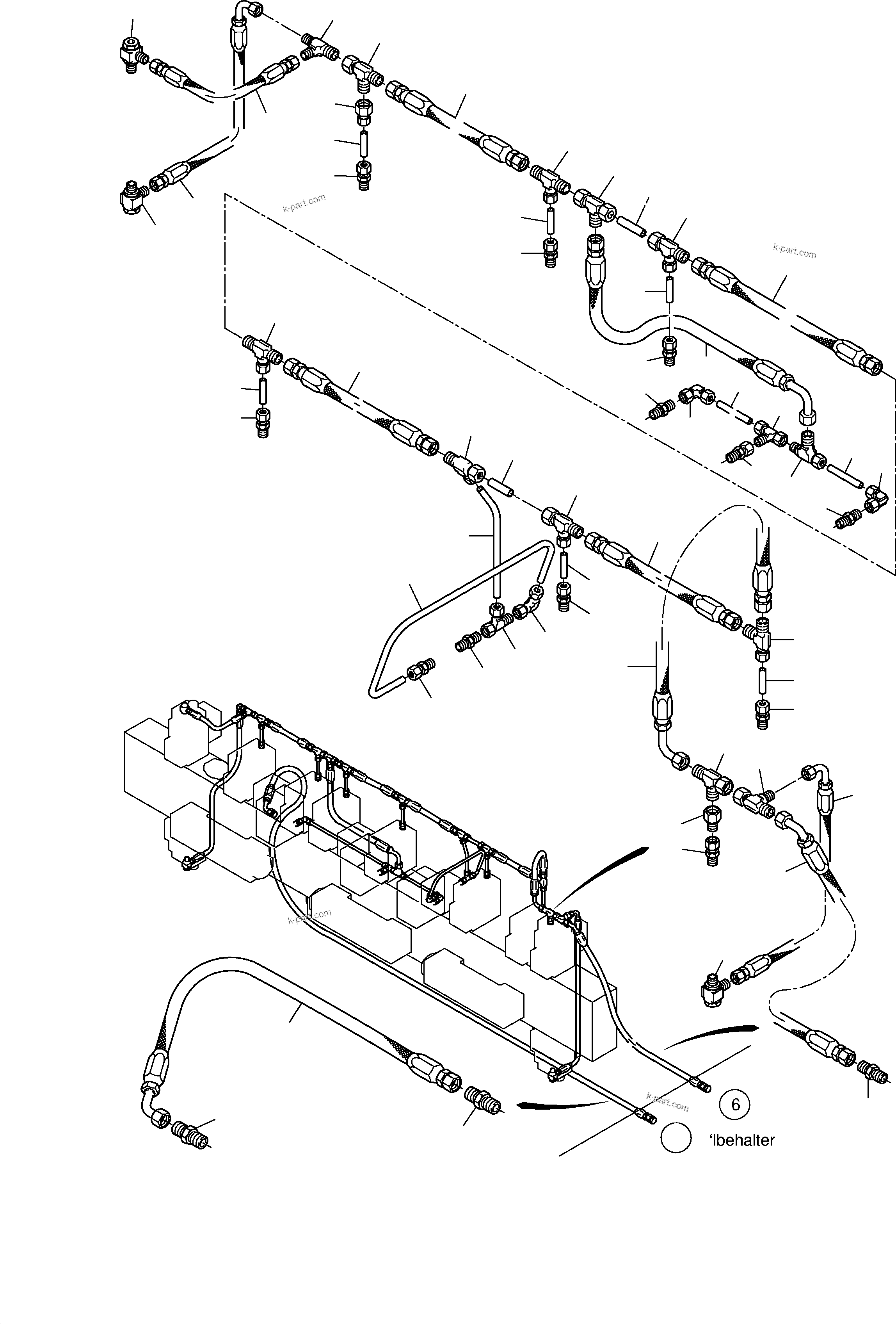 Komatsu parts book diagram for PC8000-1E S/N 12024: PIPING - MANIFOLD (PART 1)