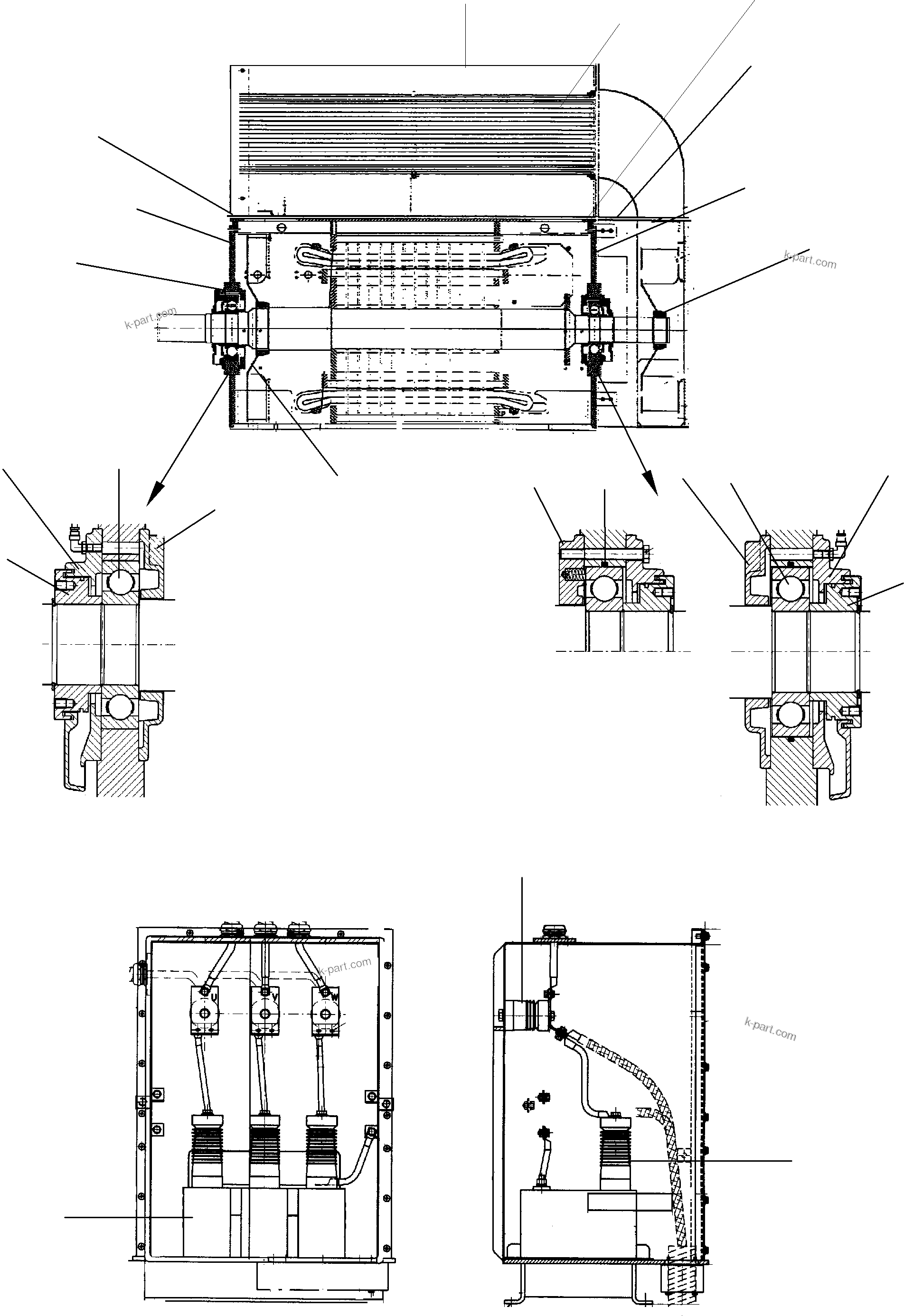 Komatsu parts book diagram for PC8000-1E S/N 12024: ELECTRIC MOTOR
