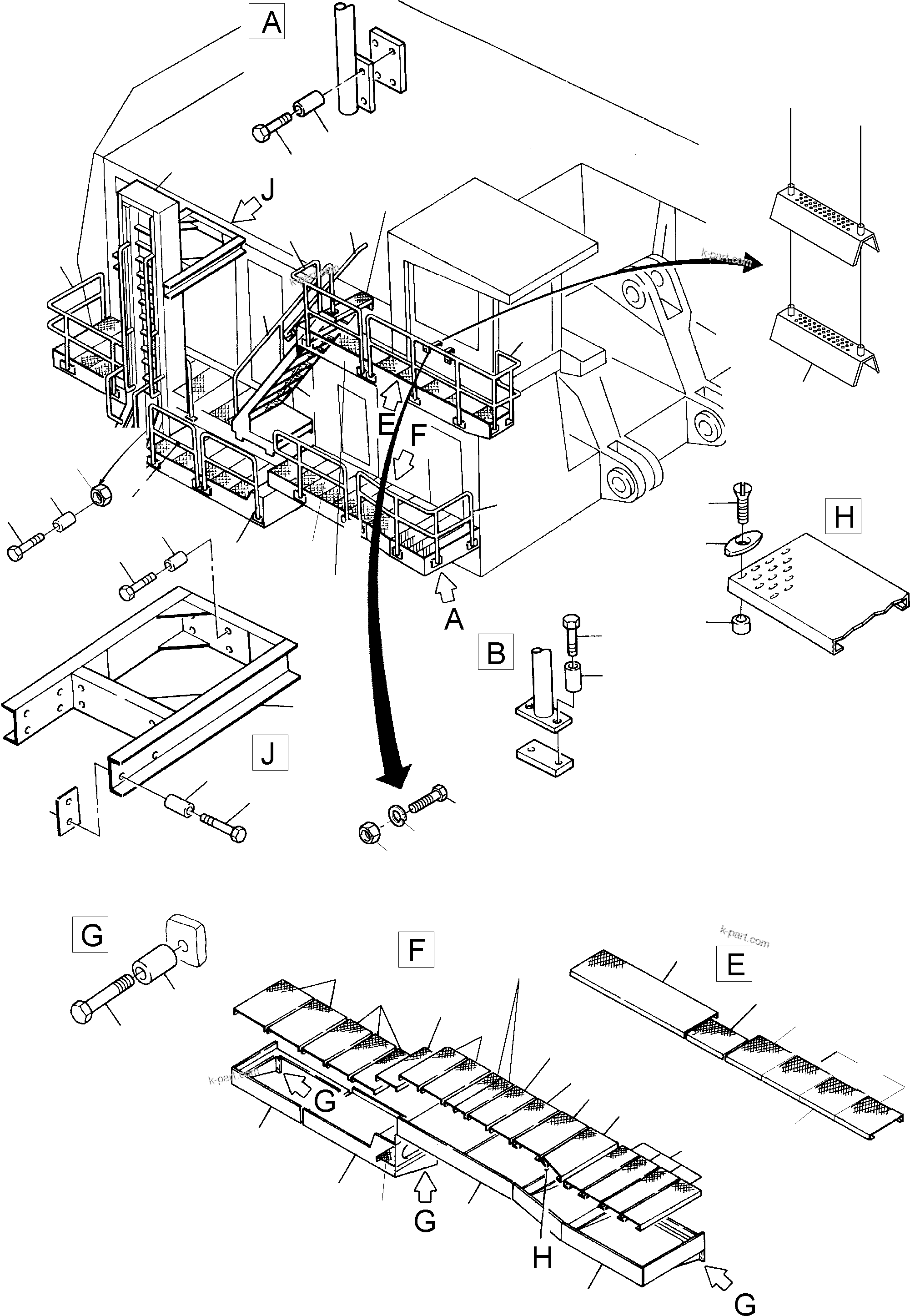 Komatsu parts book diagram for PC8000-1E S/N 12024: LADDER