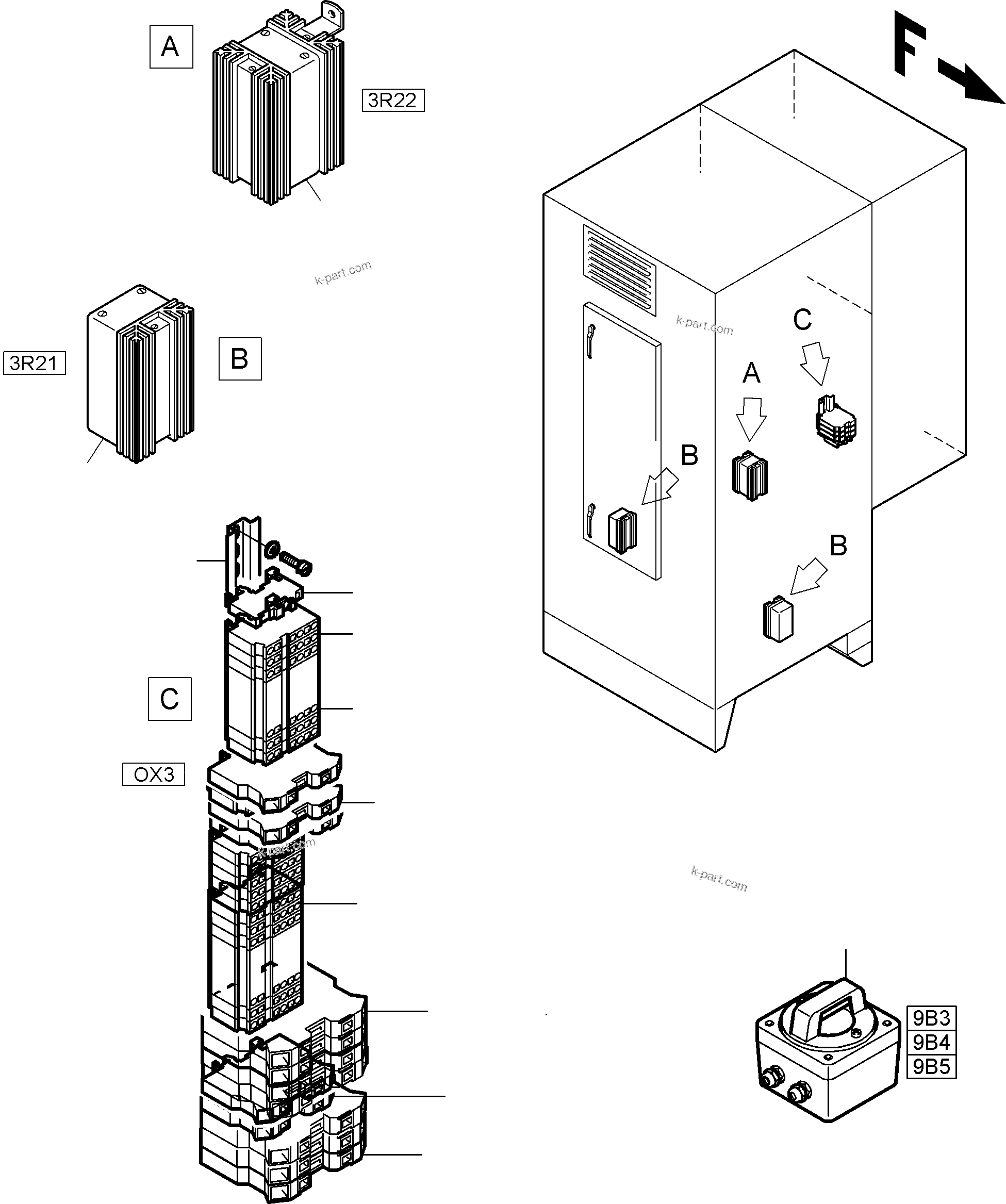 Komatsu parts book diagram for PC8000-1E S/N 12024: SWITCH CABINET