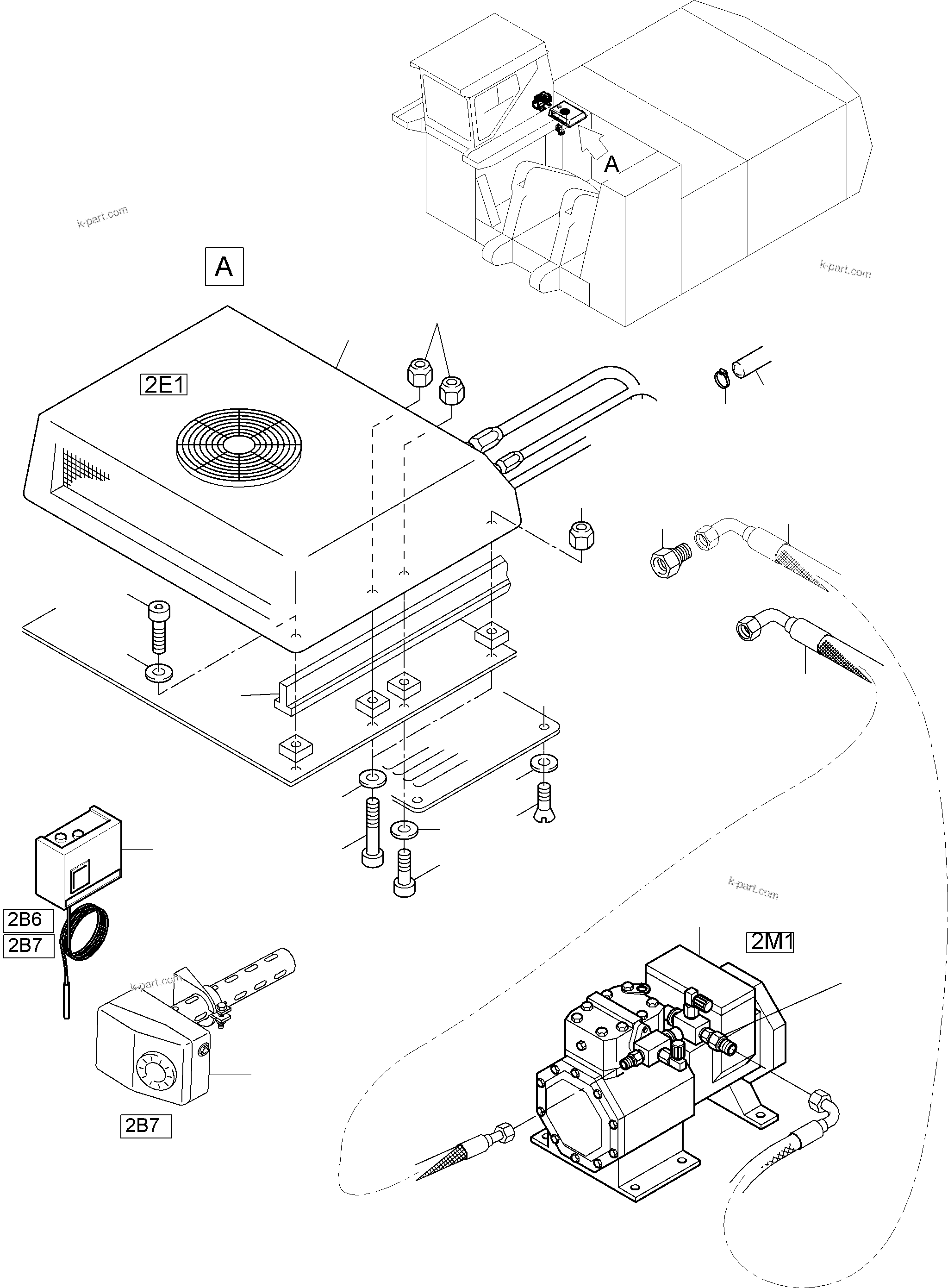 Komatsu parts book diagram for PC8000-1E S/N 12024: AIR CONDITION ARR. - SWITCH CABINET