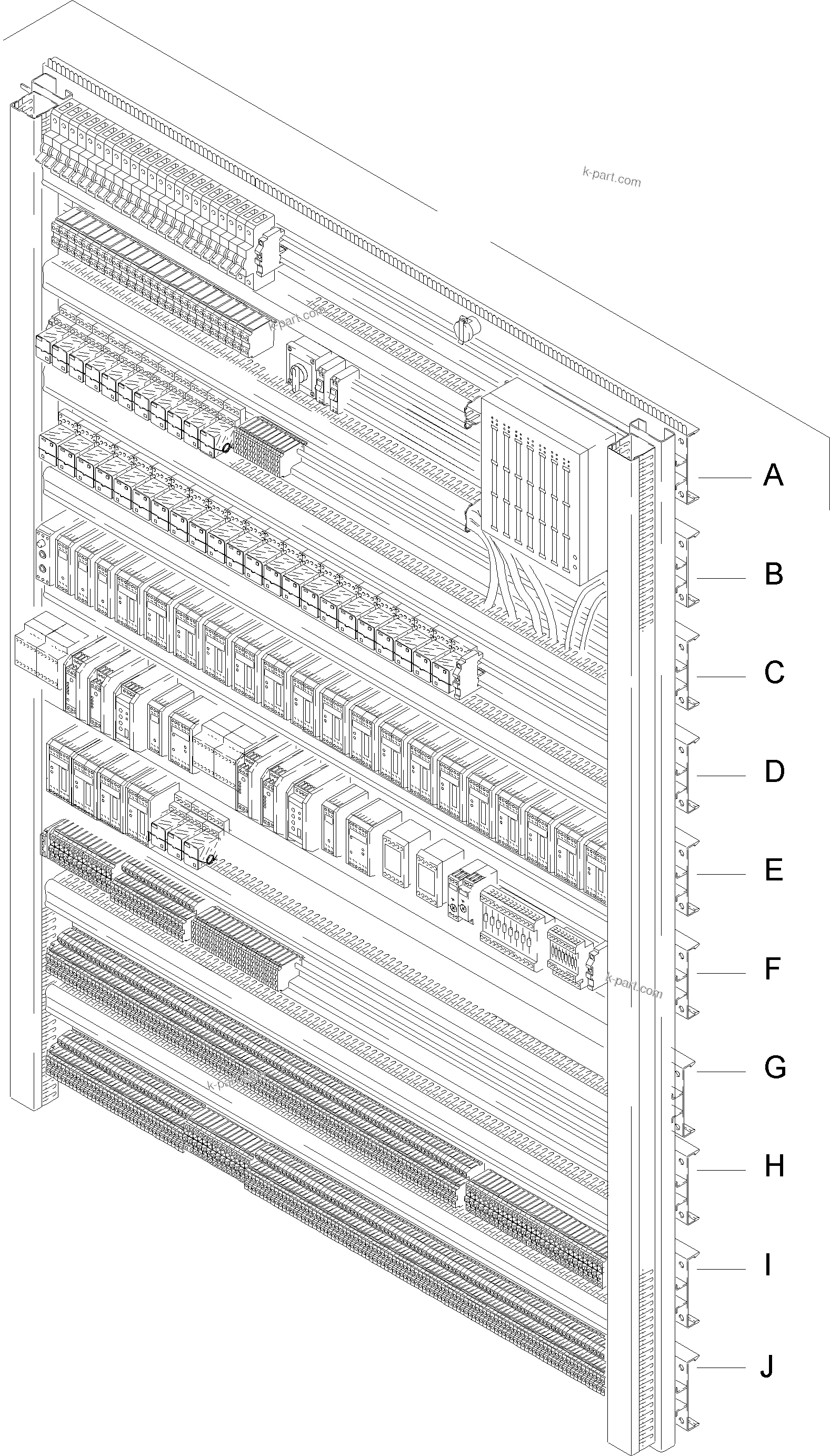 Komatsu parts book diagram for PC8000-1E S/N 12024: MAIN SWITCH BOX IN CAB SUPPORT