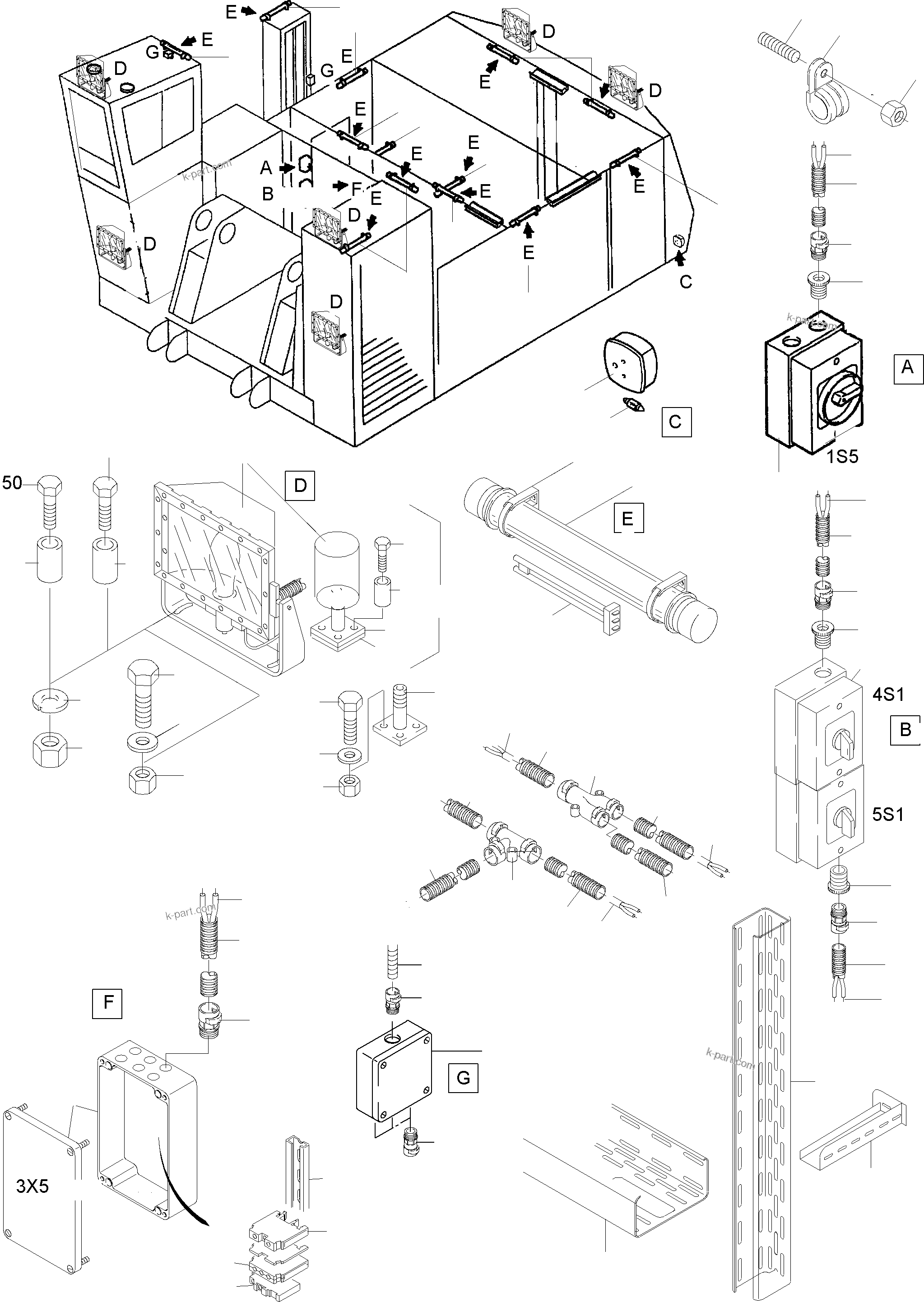 Komatsu parts book diagram for PC8000-1E S/N 12024: LIGHTING EQUIPMENT