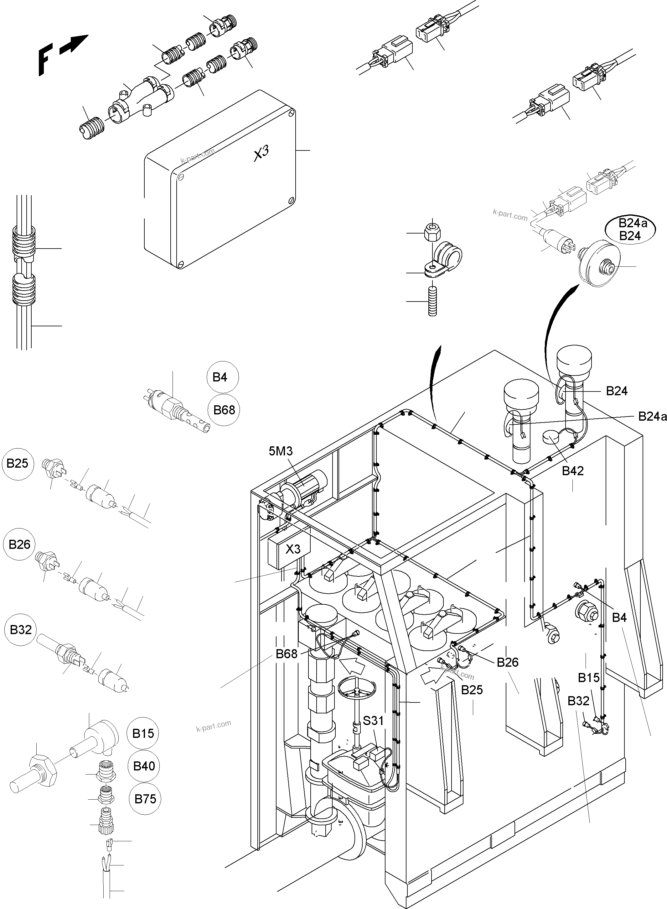Komatsu parts book diagram for PC8000-1E S/N 12024: ELECTRIC - OIL TANK
