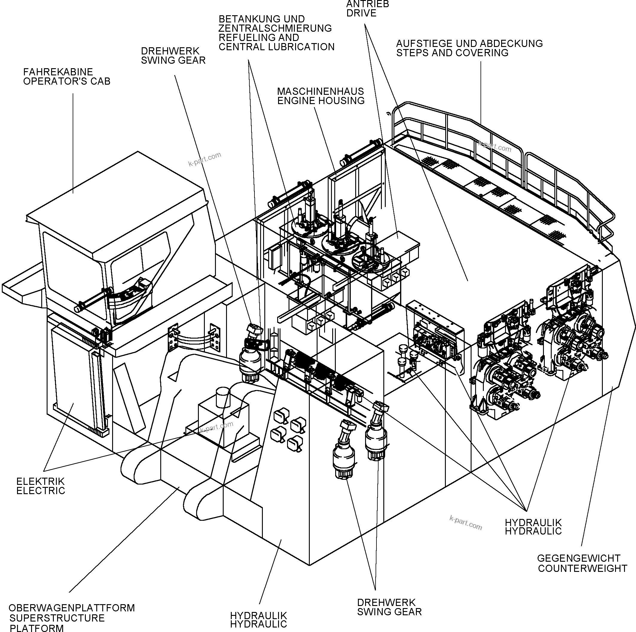 Komatsu parts book diagram for PC8000-6E S/N 12061: SUPERSTRUKTURE