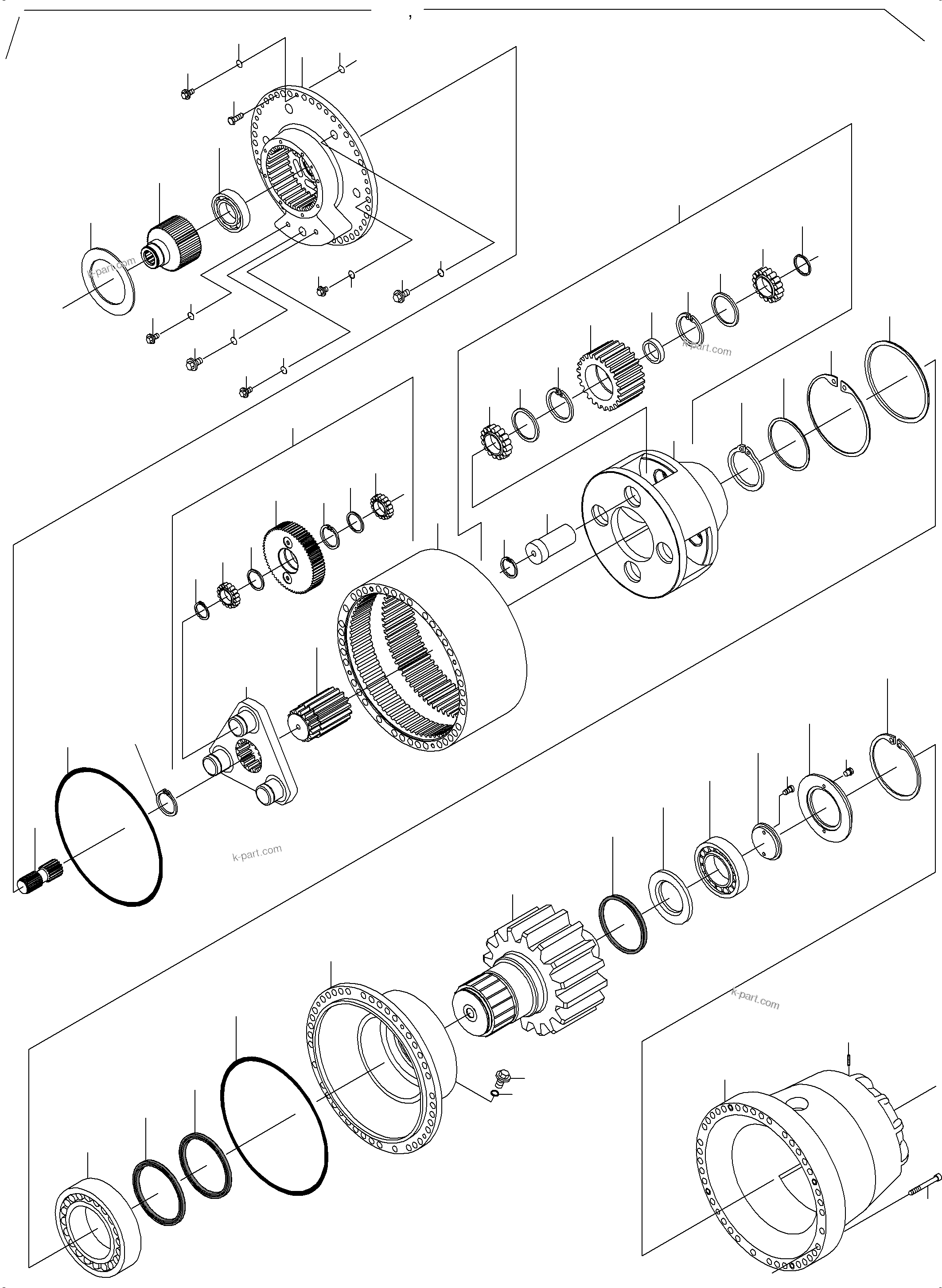 Komatsu parts book diagram for PC8000-6E S/N 12061: SLEW GEARBOX WITH BRAKE