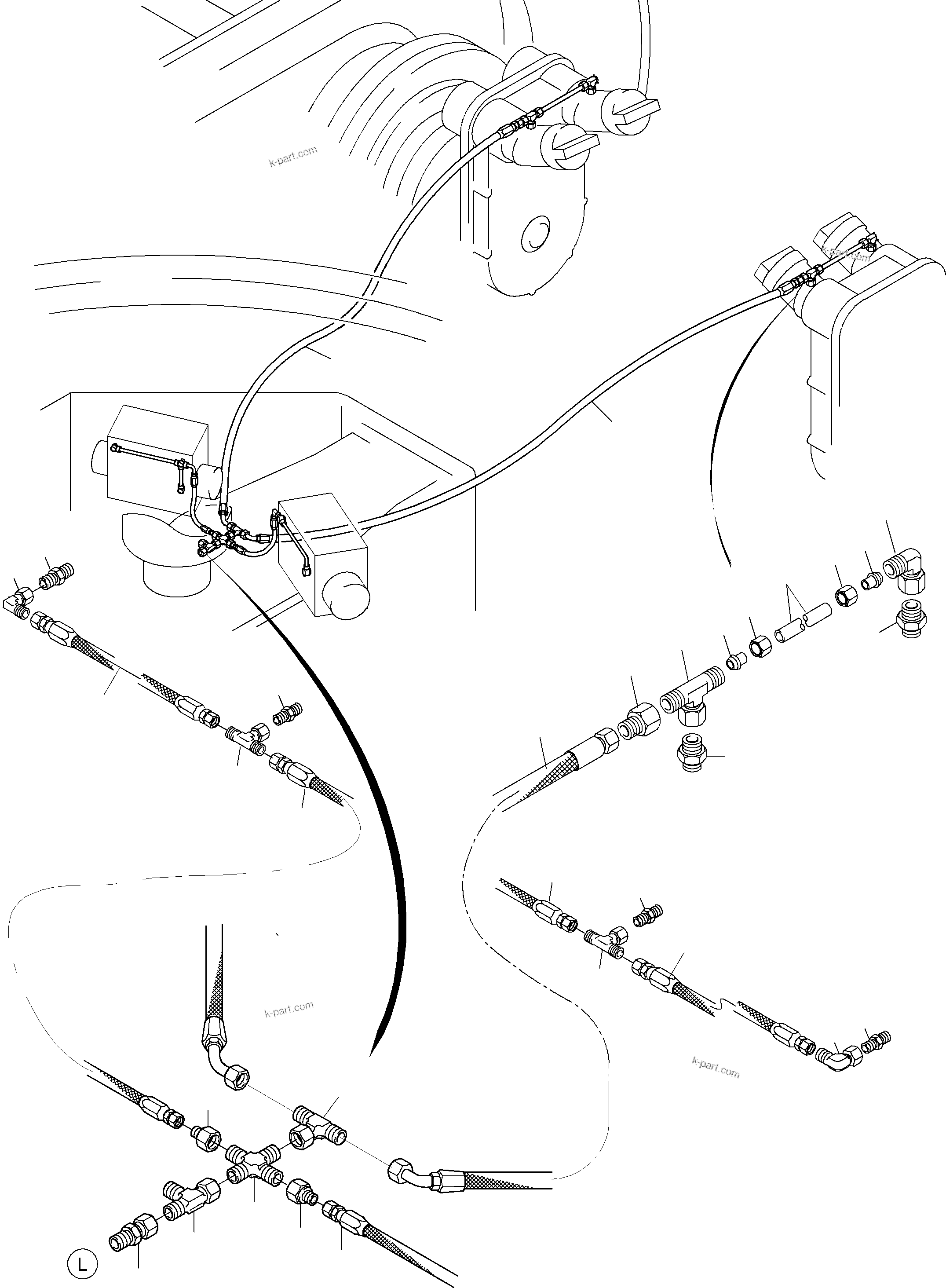 Komatsu parts book diagram for PC8000-6E S/N 12061: DRIVE MOTOR - LEAKAGELINES (L)