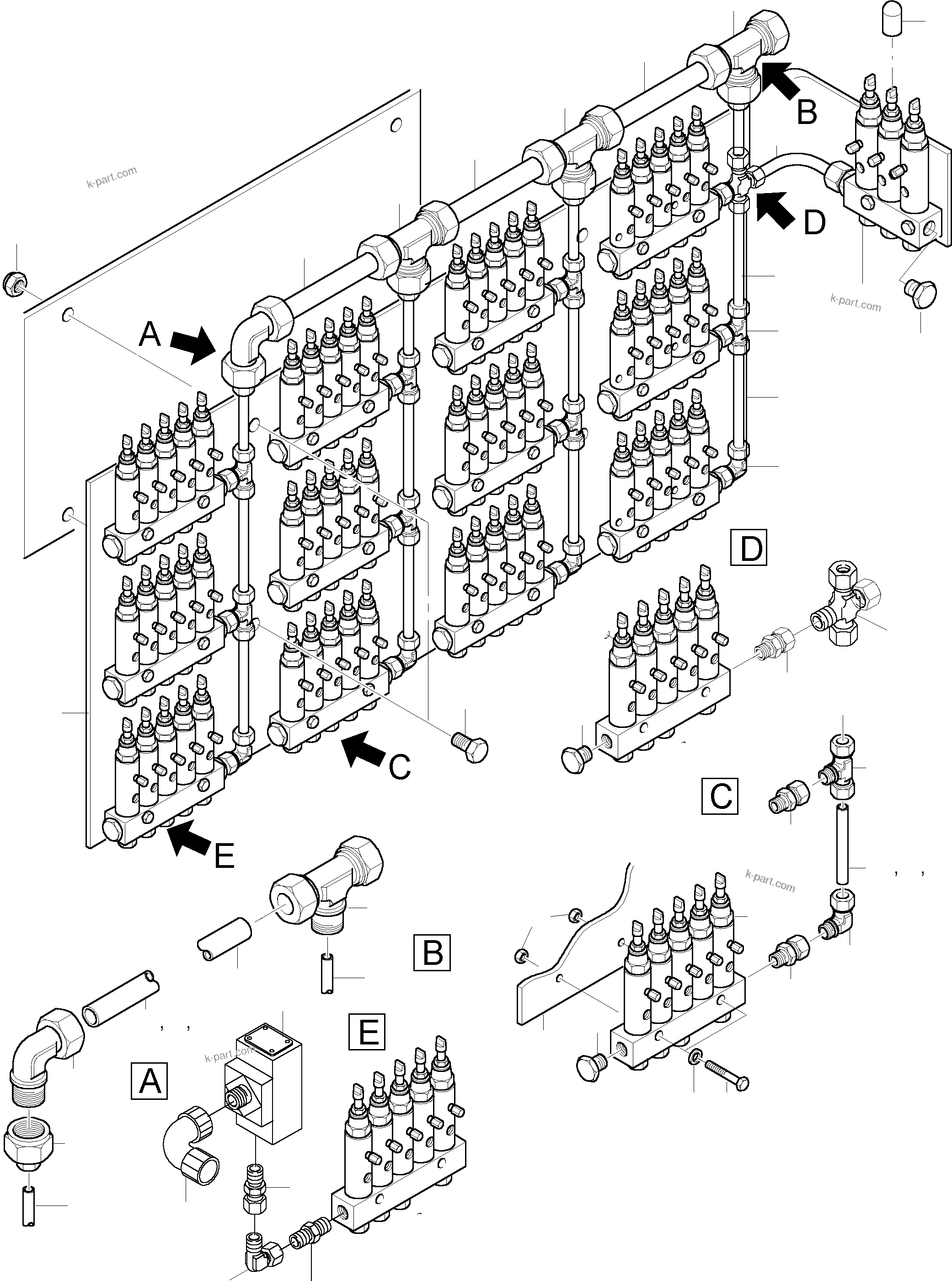 Komatsu parts book diagram for PC8000-6E S/N 12061: INSTALLATION - METERING VALVES