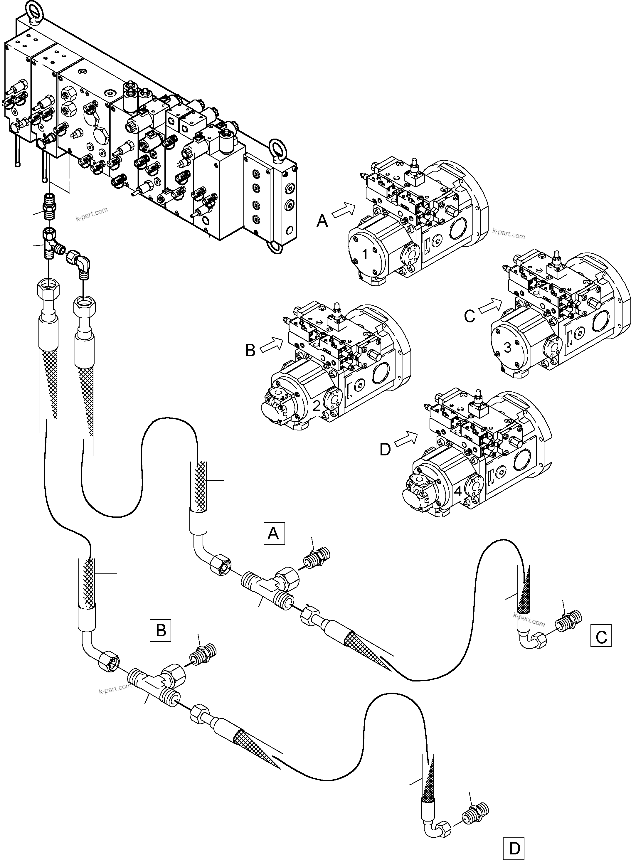 Komatsu parts book diagram for PC8000-6E S/N 12061: MAIN PUMP - CONTROL (XLR)