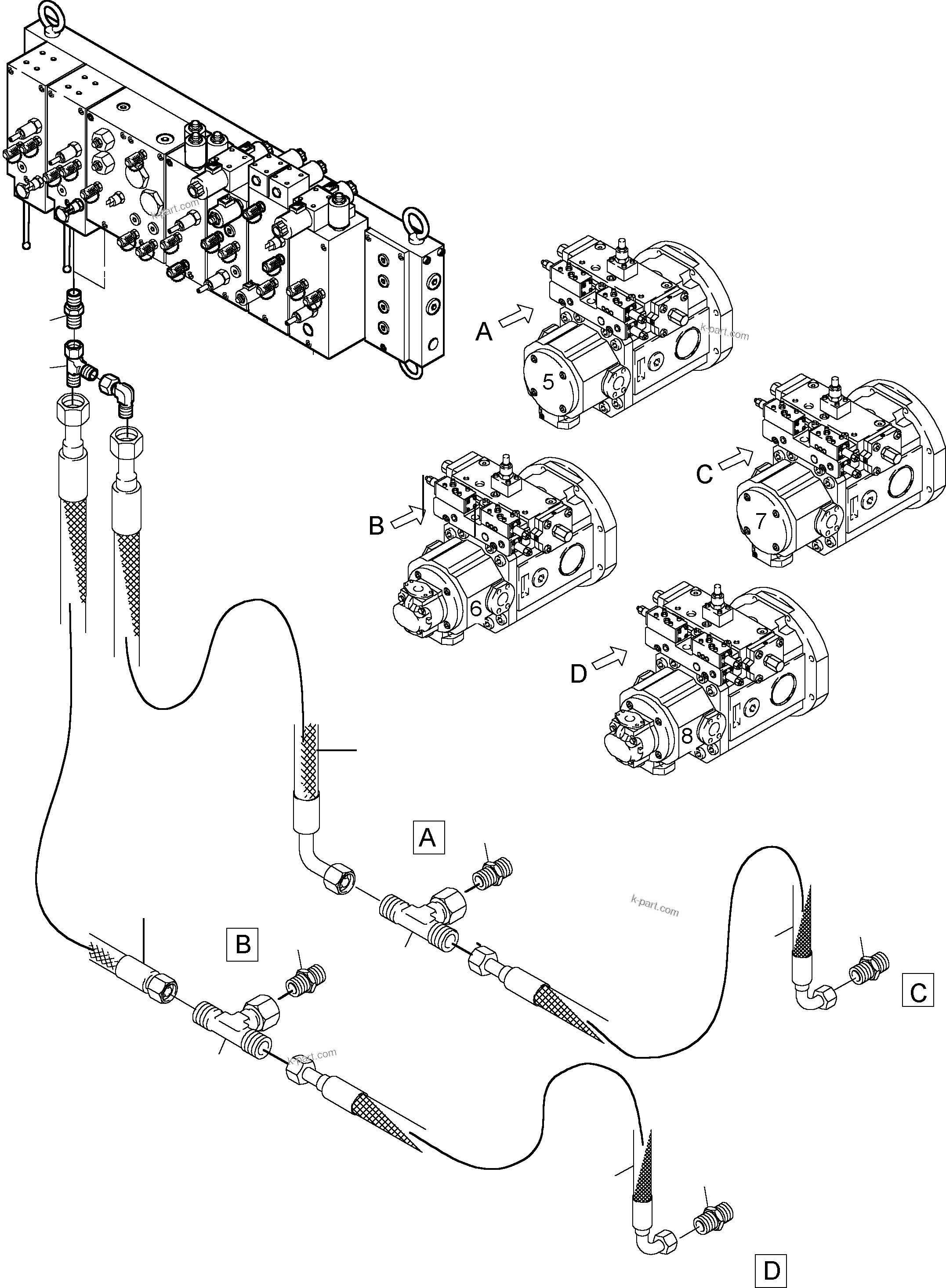 Komatsu parts book diagram for PC8000-6E S/N 12061: MAIN PUMP - CONTROL (XLR)