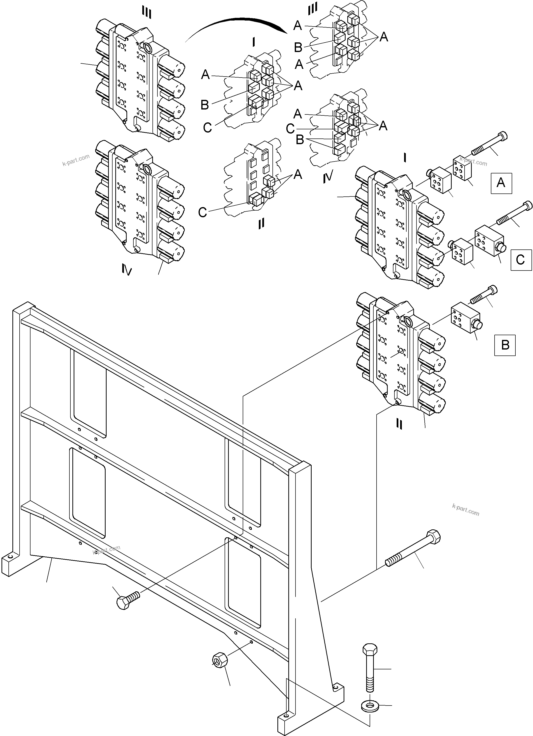 Komatsu parts book diagram for PC8000-6E S/N 12061: CONTROL BLOCKS ARR.-KLS