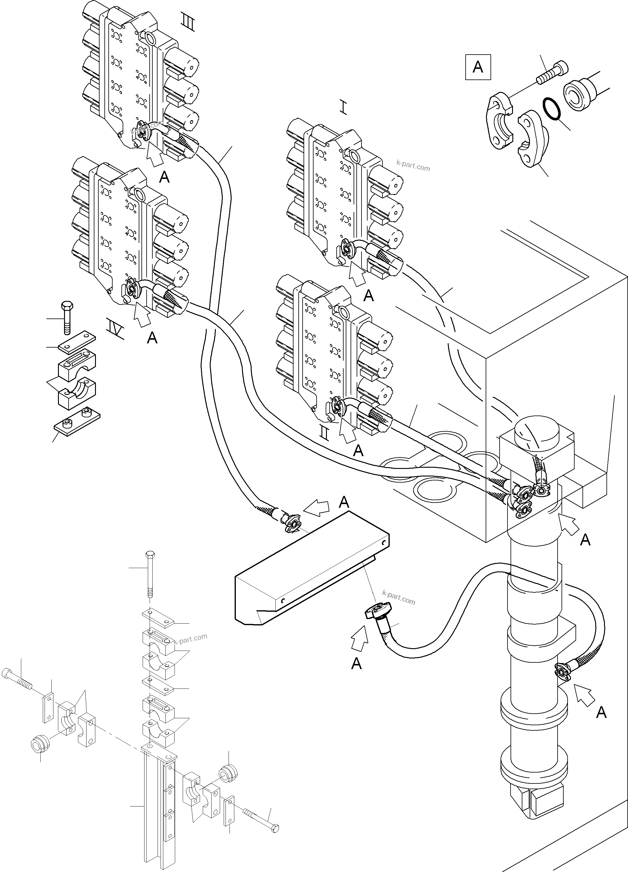 Komatsu parts book diagram for PC8000-6E S/N 12061: CONTROL BLOCKS - RETURN LINES