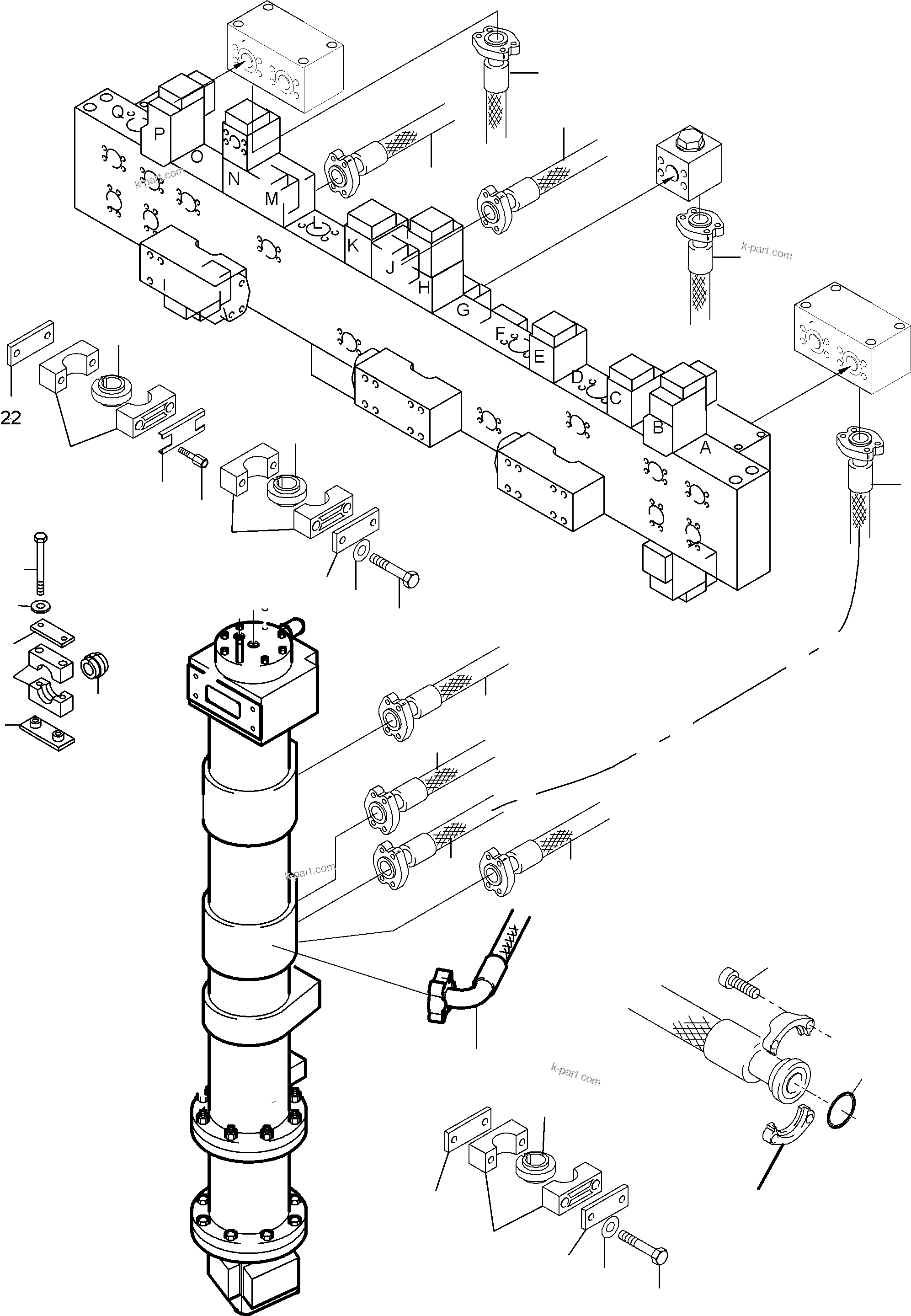 Komatsu parts book diagram for PC8000-6E S/N 12061: RETURN LINE-MANIFOLD