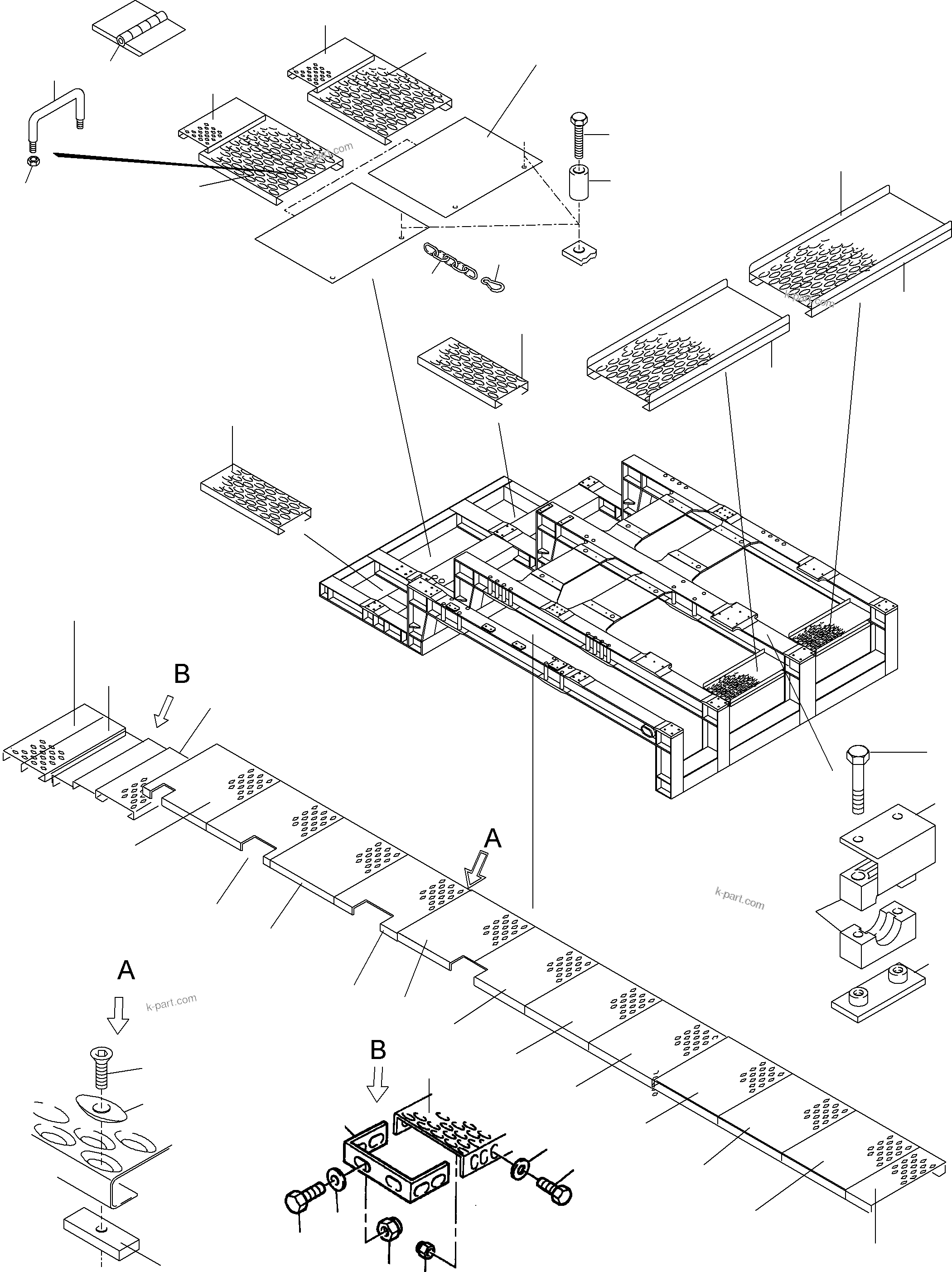 Komatsu parts book diagram for PC8000-6E S/N 12061: CATWALKS - ENGINE HOUSING