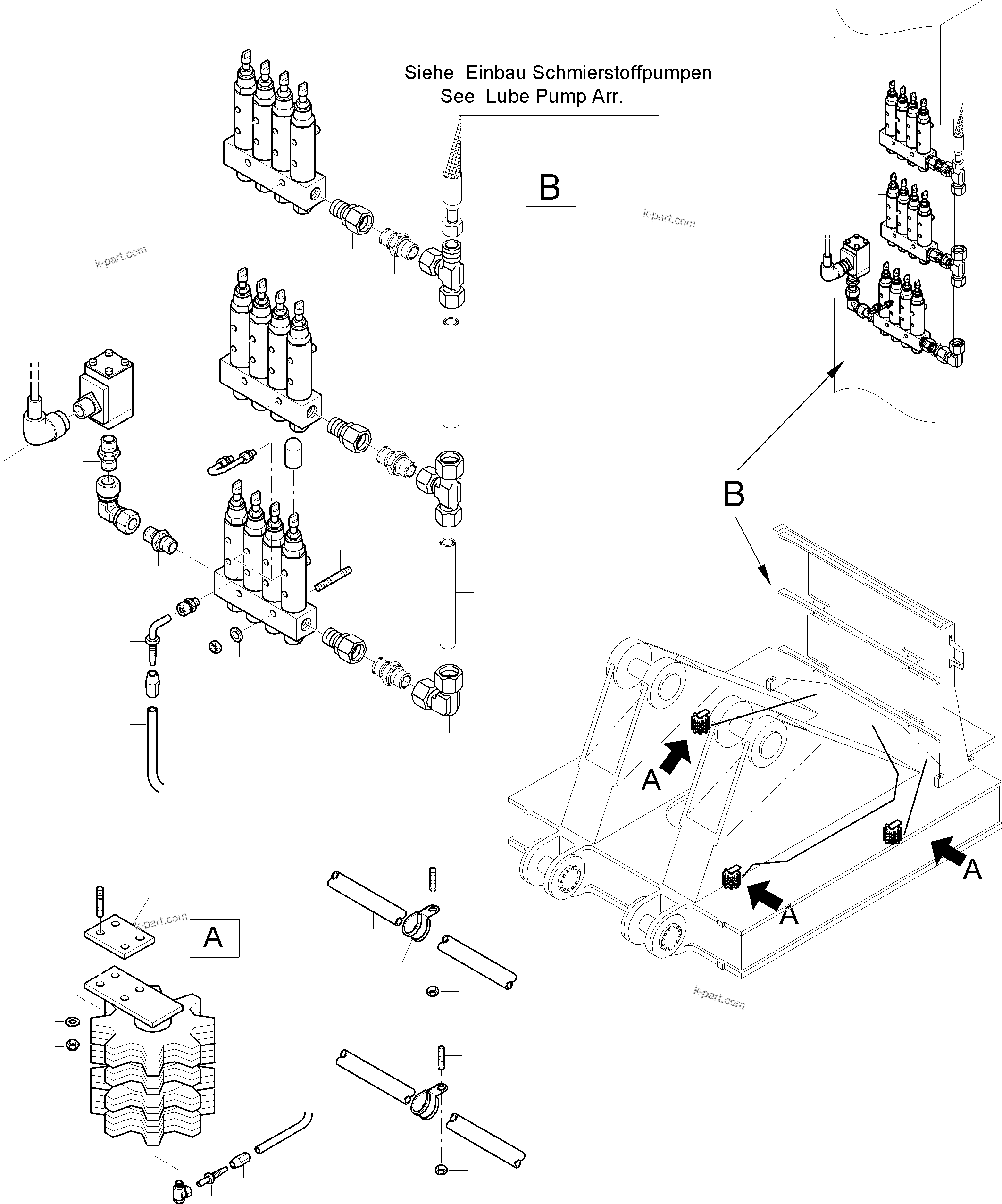 Komatsu parts book diagram for PC8000-6E S/N 12061: PINION LUBE LINES