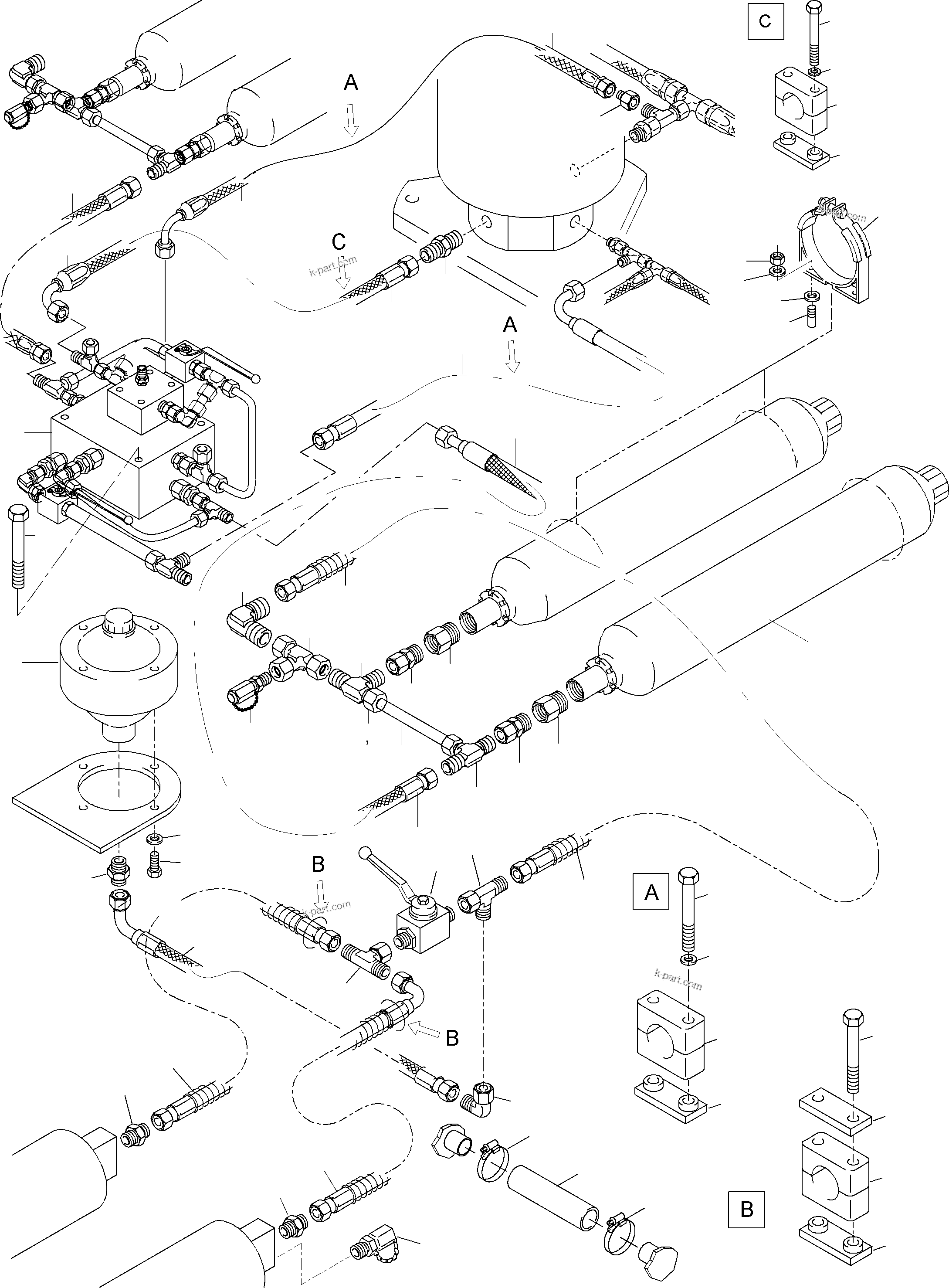 Komatsu parts book diagram for PC8000-6E S/N 12061: HYFR. TRACK ADJUSTING