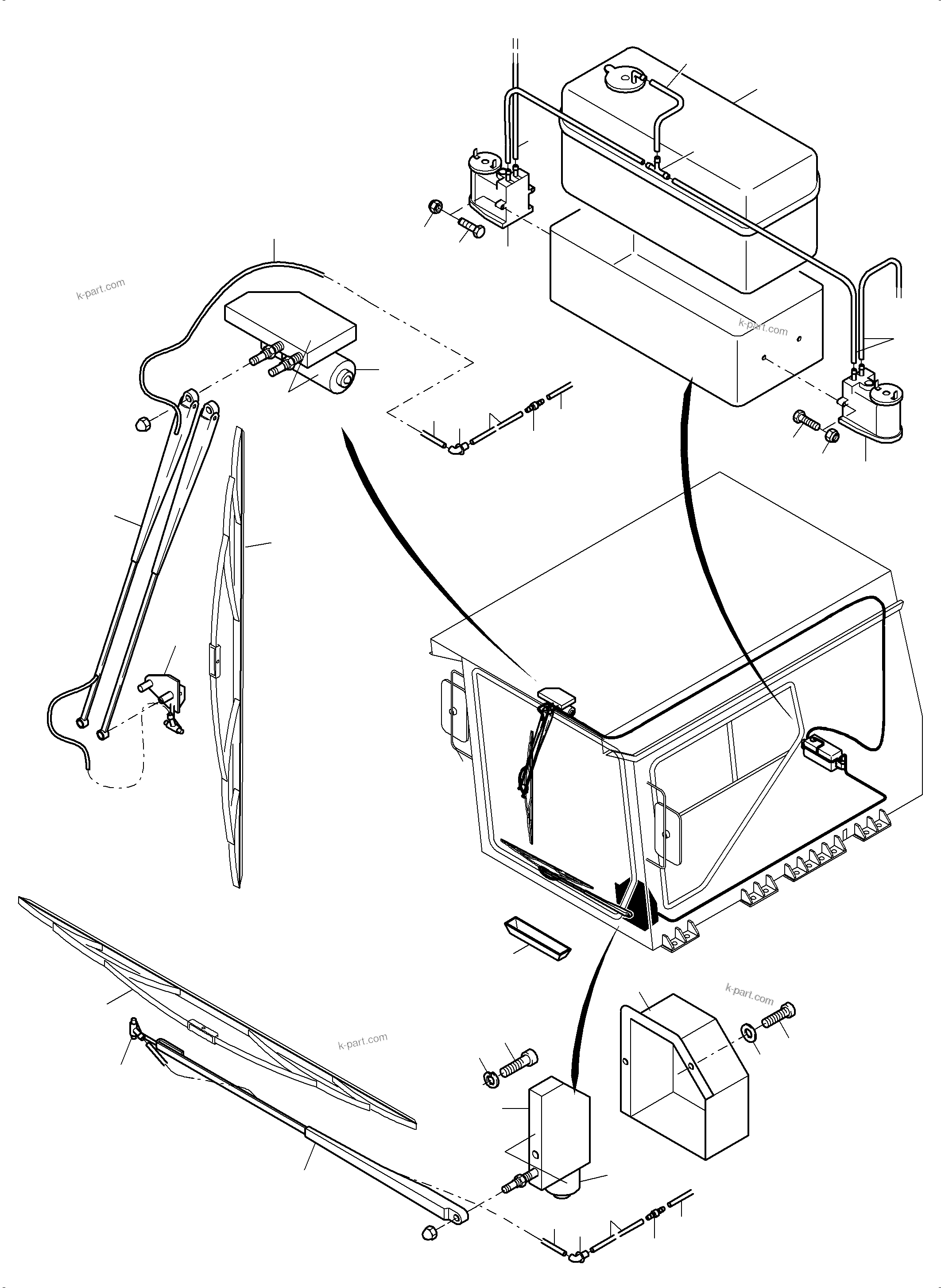 Komatsu parts book diagram for PC8000-6E S/N 12061: WINDSCREEN WASHING ASSY.