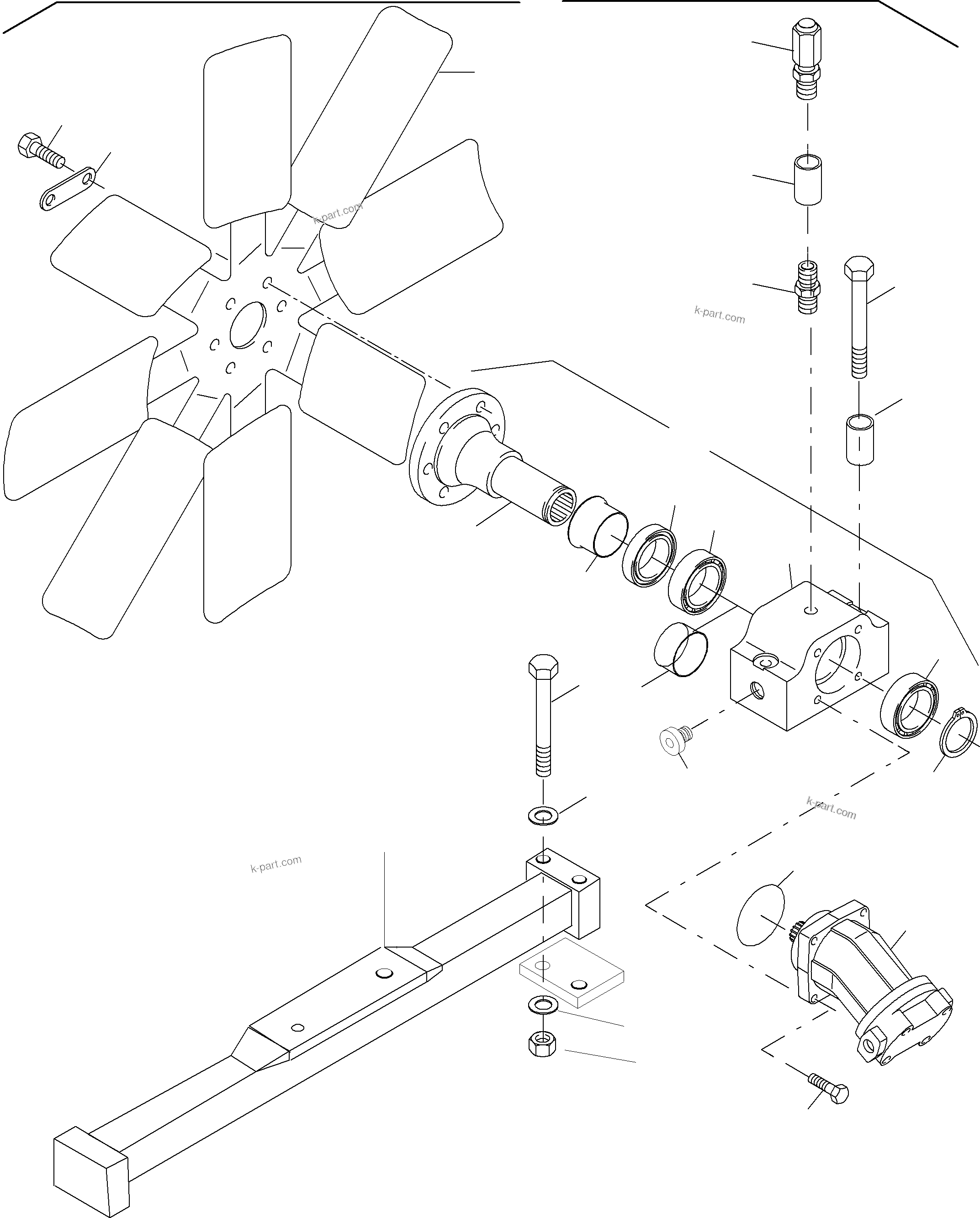 Komatsu parts book diagram for PC8000-6E S/N 12061: OIL COOLER - FAN DRIVE DOWN