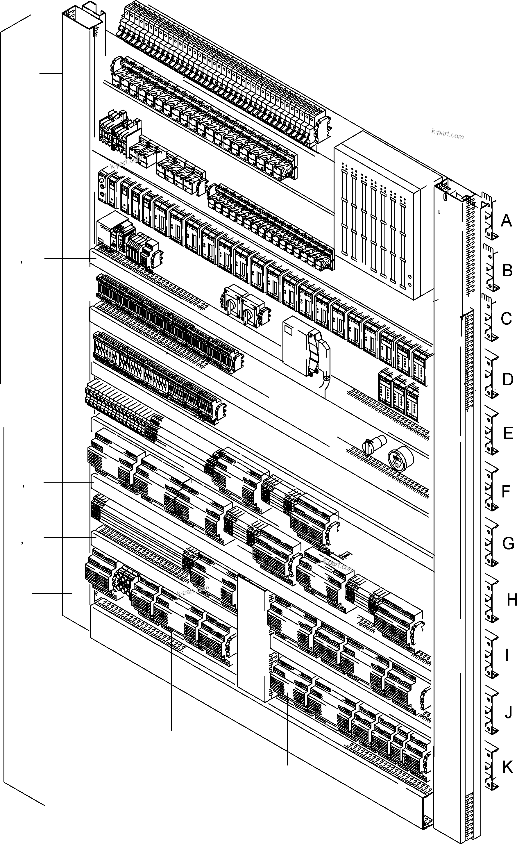 Komatsu parts book diagram for PC8000-6E S/N 12061: MAIN SWITCH BOX IN CAB SUPPORT