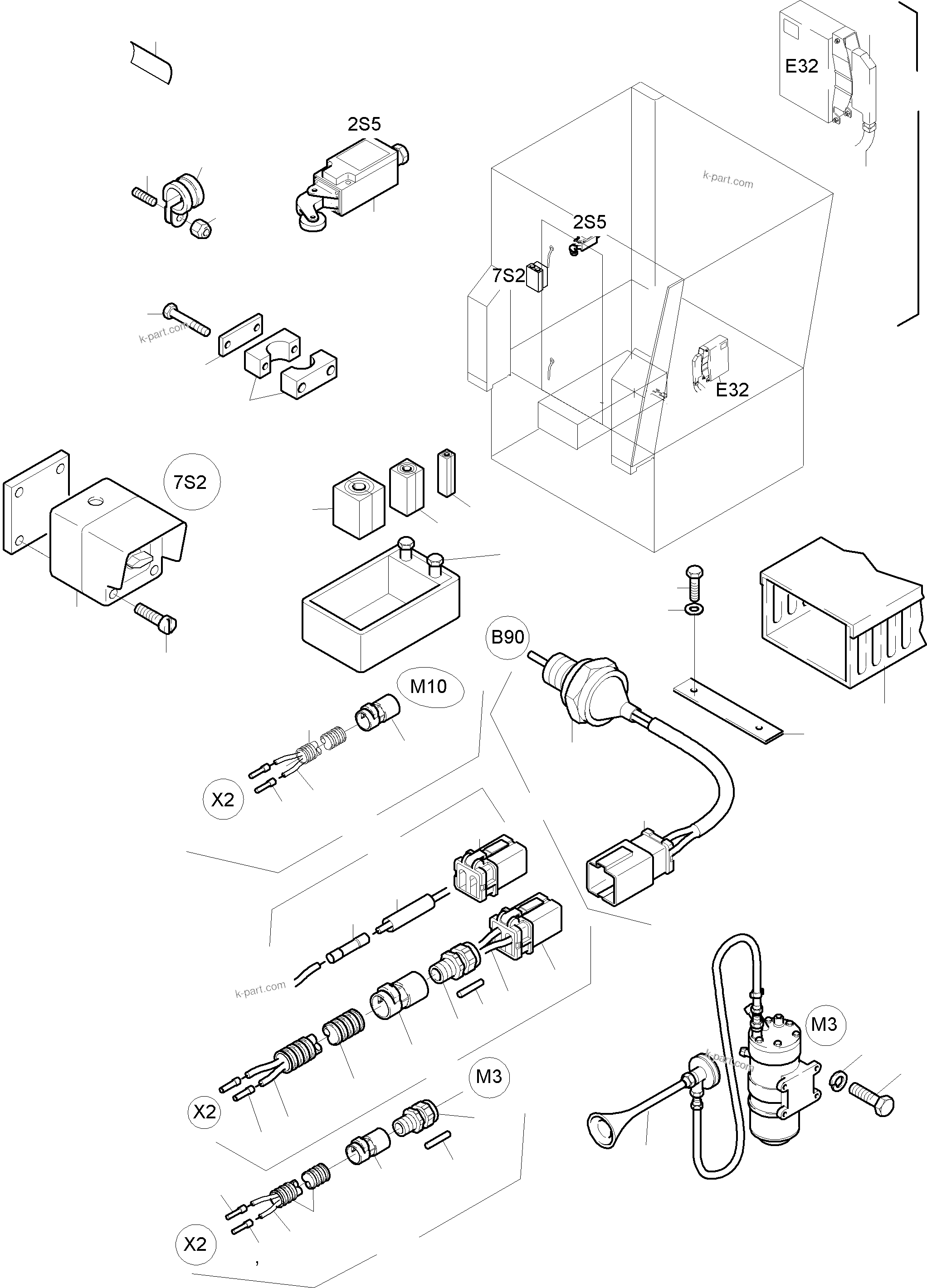 Komatsu parts book diagram for PC8000-6E S/N 12061: ELECTIC - CAB SUPPORT