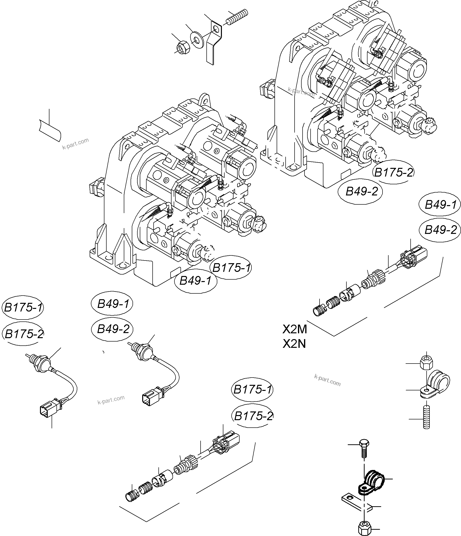 Komatsu parts book diagram for PC8000-6E S/N 12061: CABLES - PUMP DISTRIBUTOR GEAR