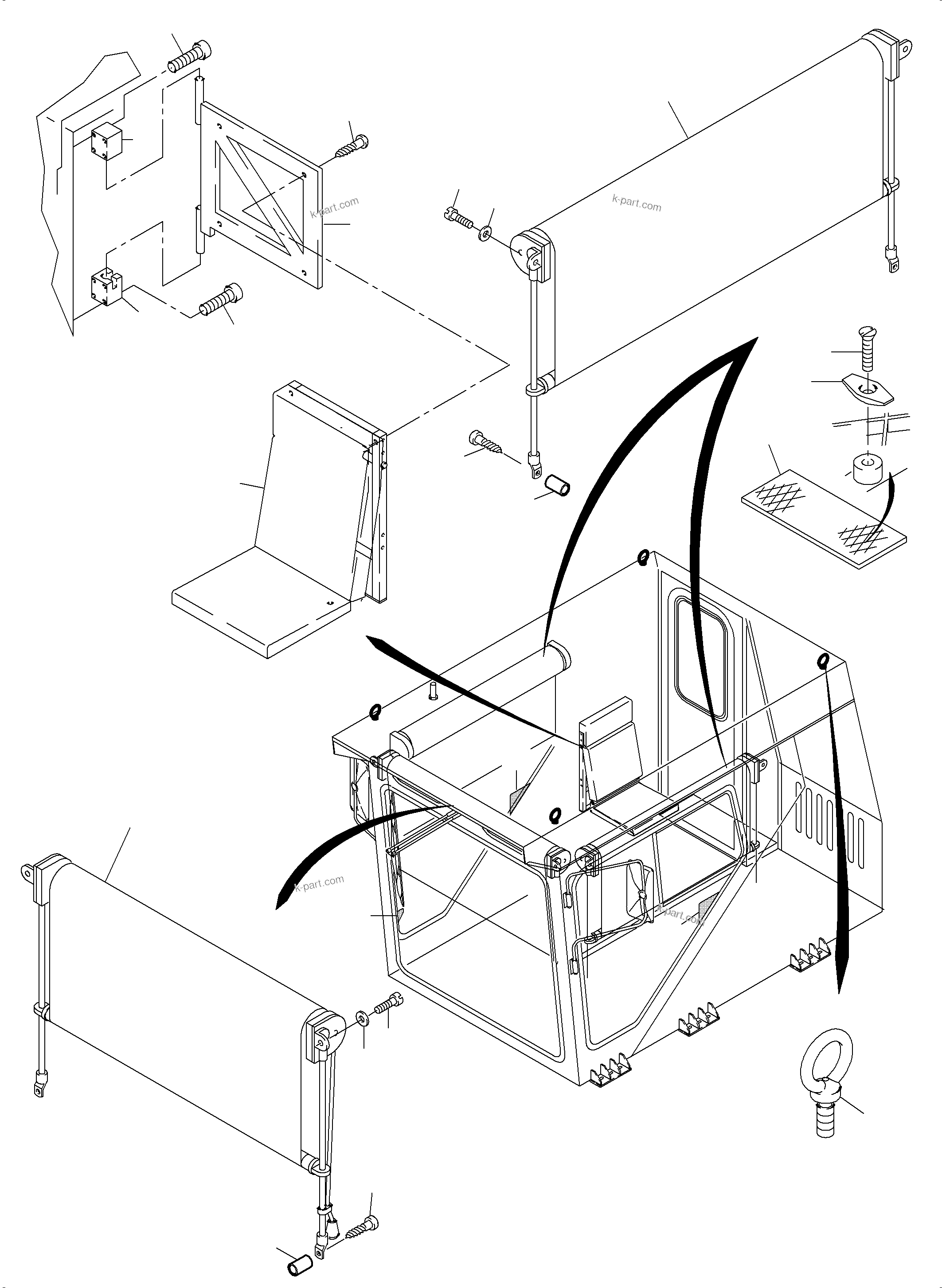 Komatsu parts book diagram for PC8000-6E S/N 12061: OPERATOR'S CAB