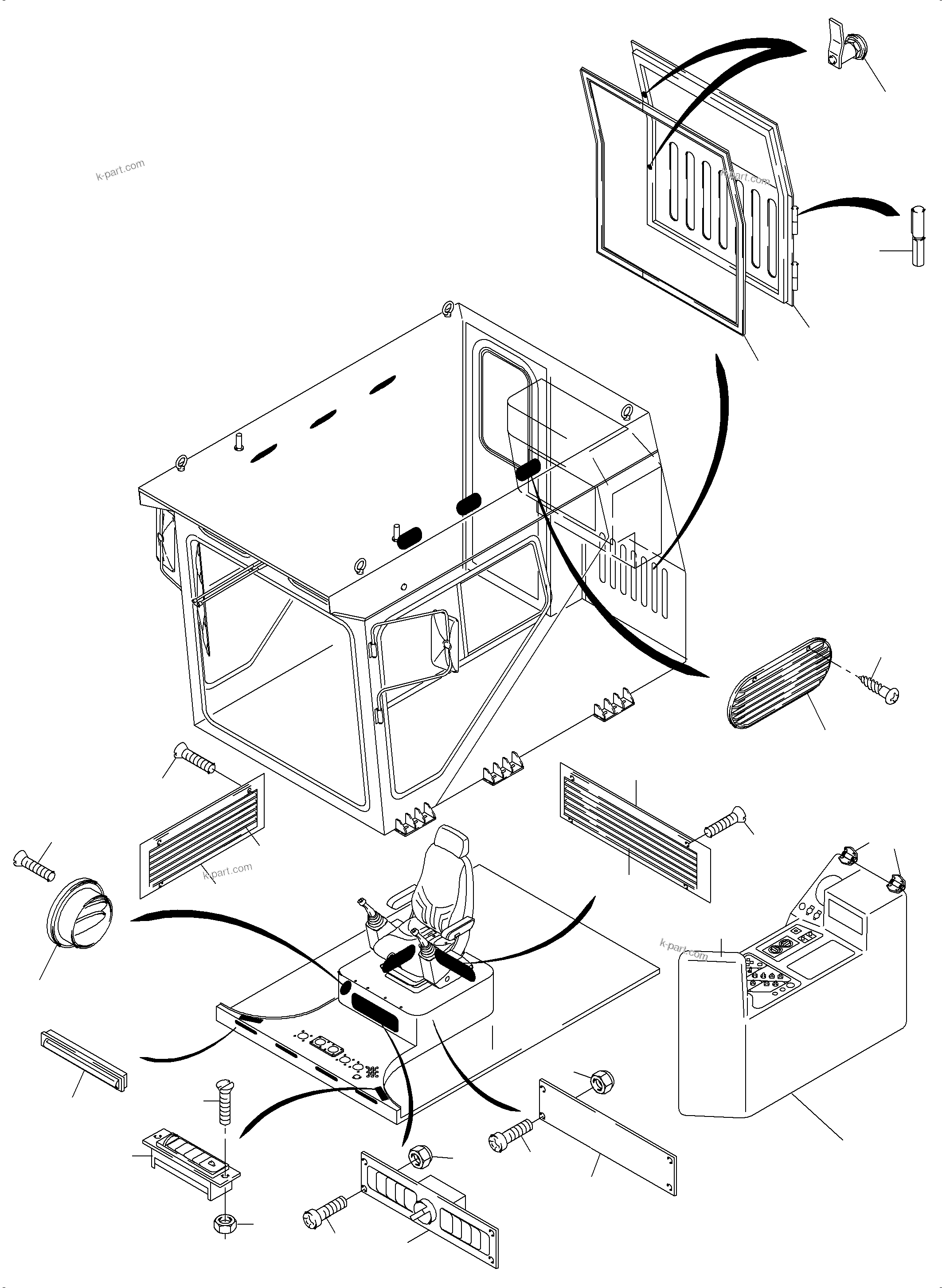 Komatsu parts book diagram for PC8000-6E S/N 12061: OPERATOR'S CAB