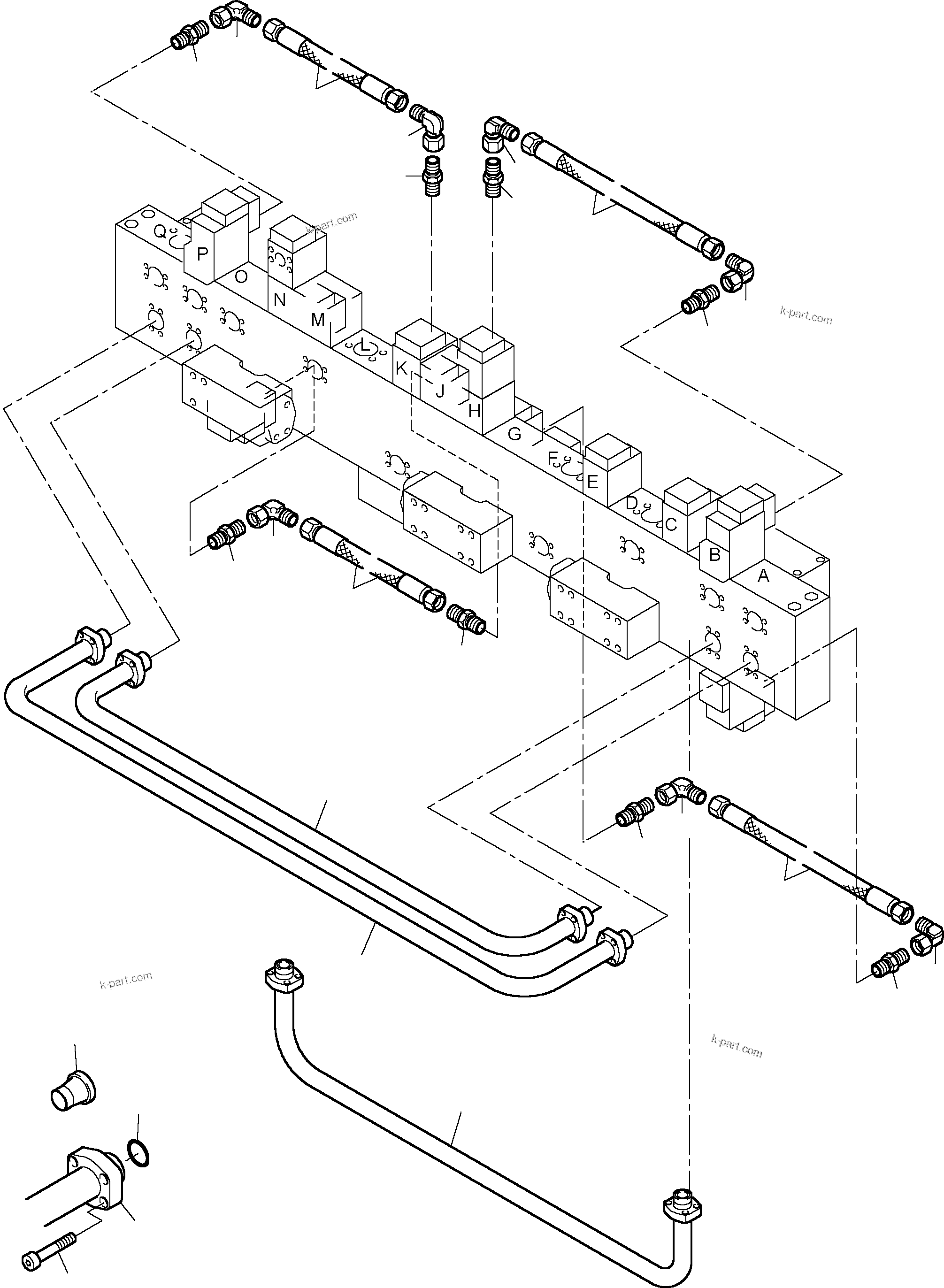 Komatsu parts book diagram for PC8000-6E S/N 12061: PIPING - MANIFOLD