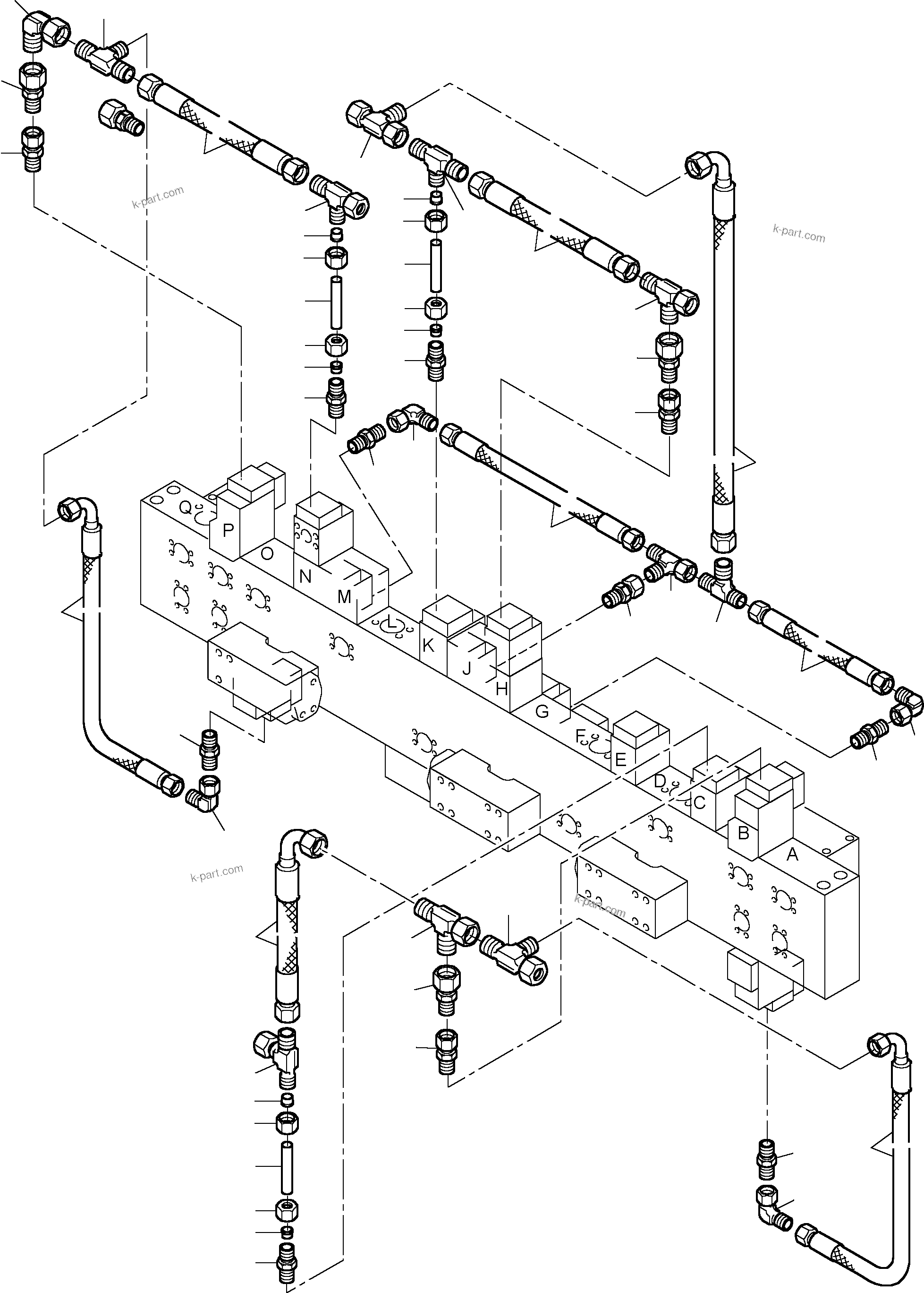 Komatsu parts book diagram for PC8000-6E S/N 12061: PIPING - MANIFOLD