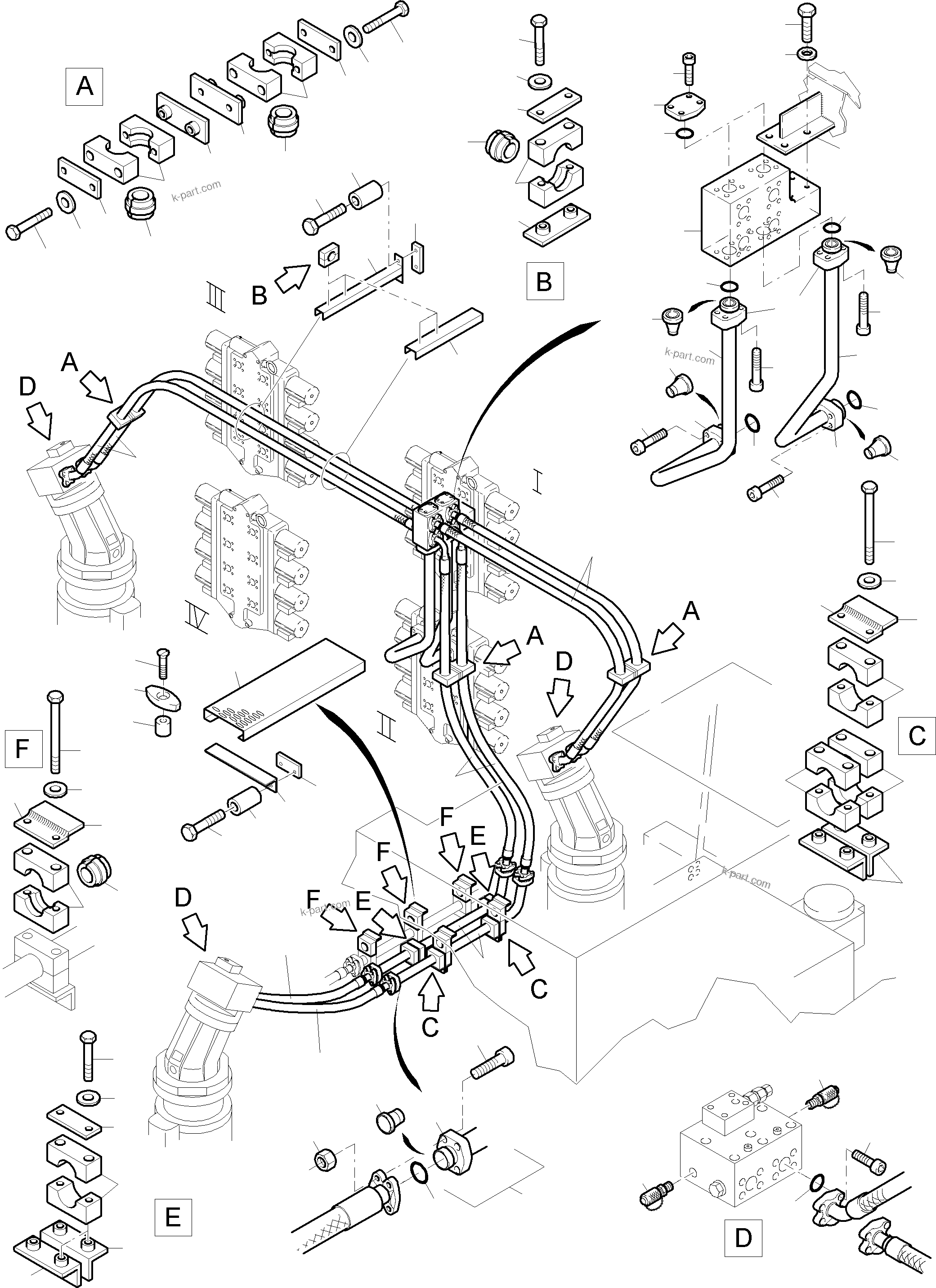 Komatsu parts book diagram for PC8000-6E S/N 12061: PRESSURE LINES - SLEW GEAR
