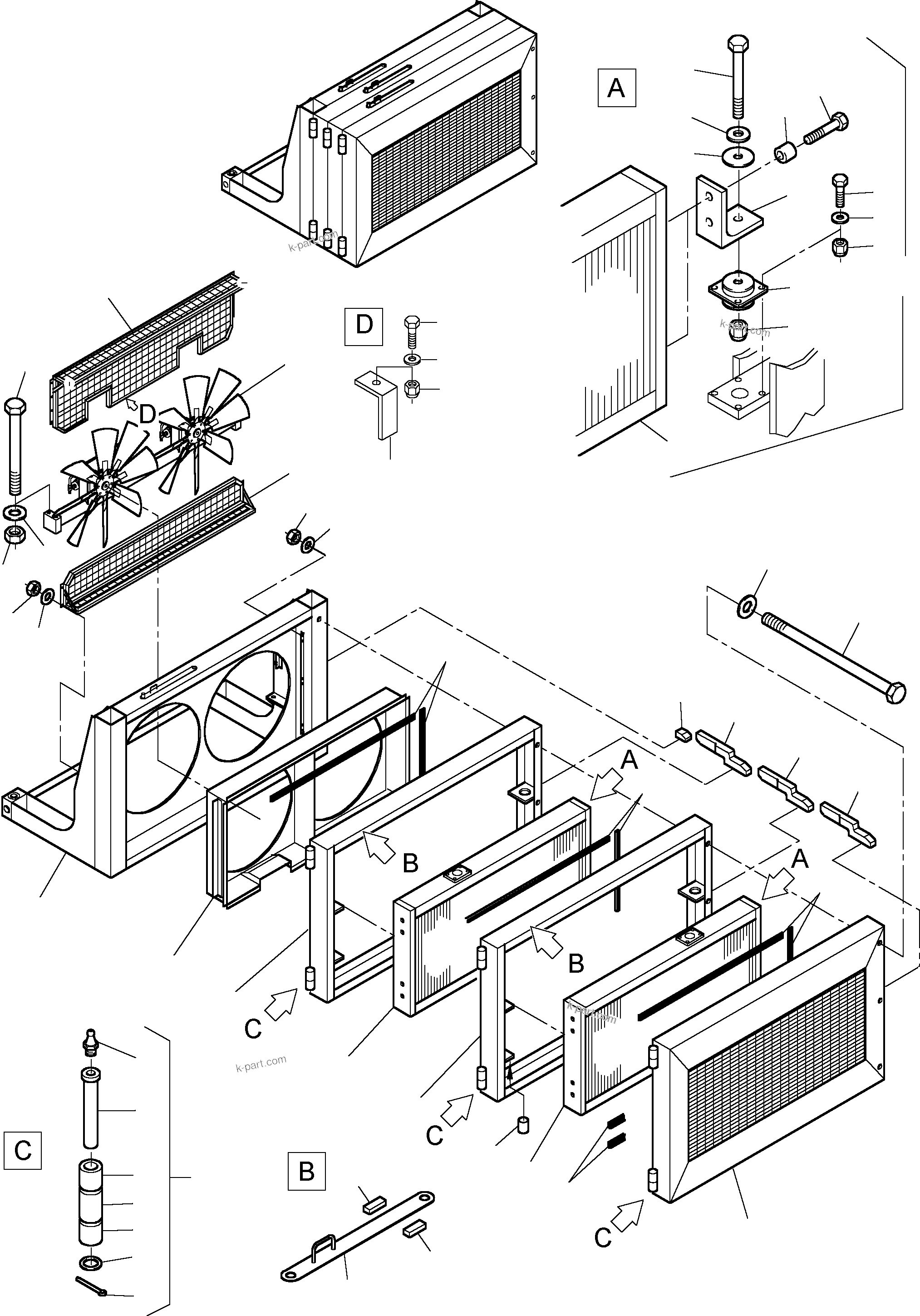 Komatsu parts book diagram for PC8000-6E S/N 12061: AUX. OIL COOLER