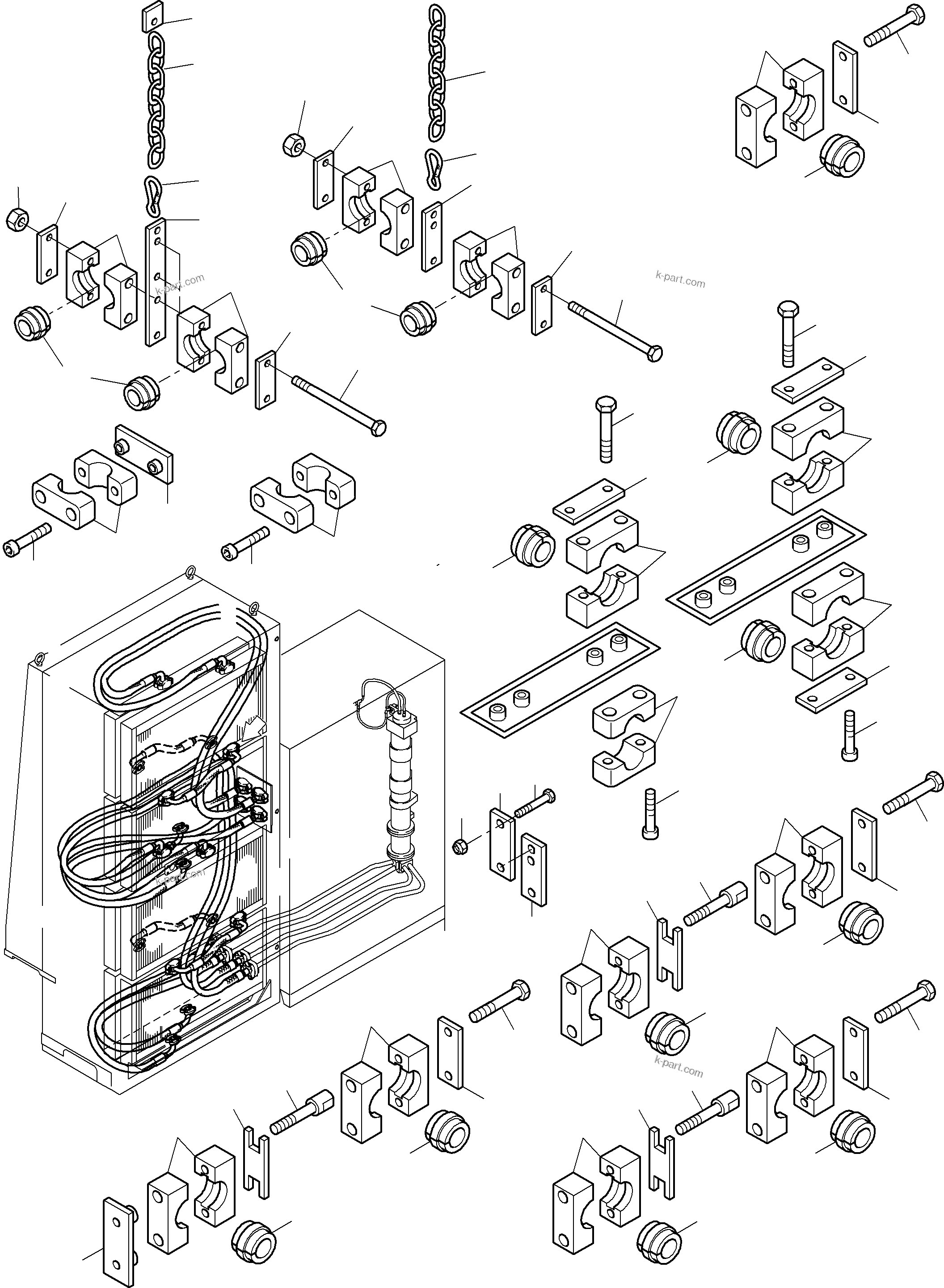 Komatsu parts book diagram for PC8000-6 S/N 12082: OIL COOLER - HOSE ATTACHMENTS