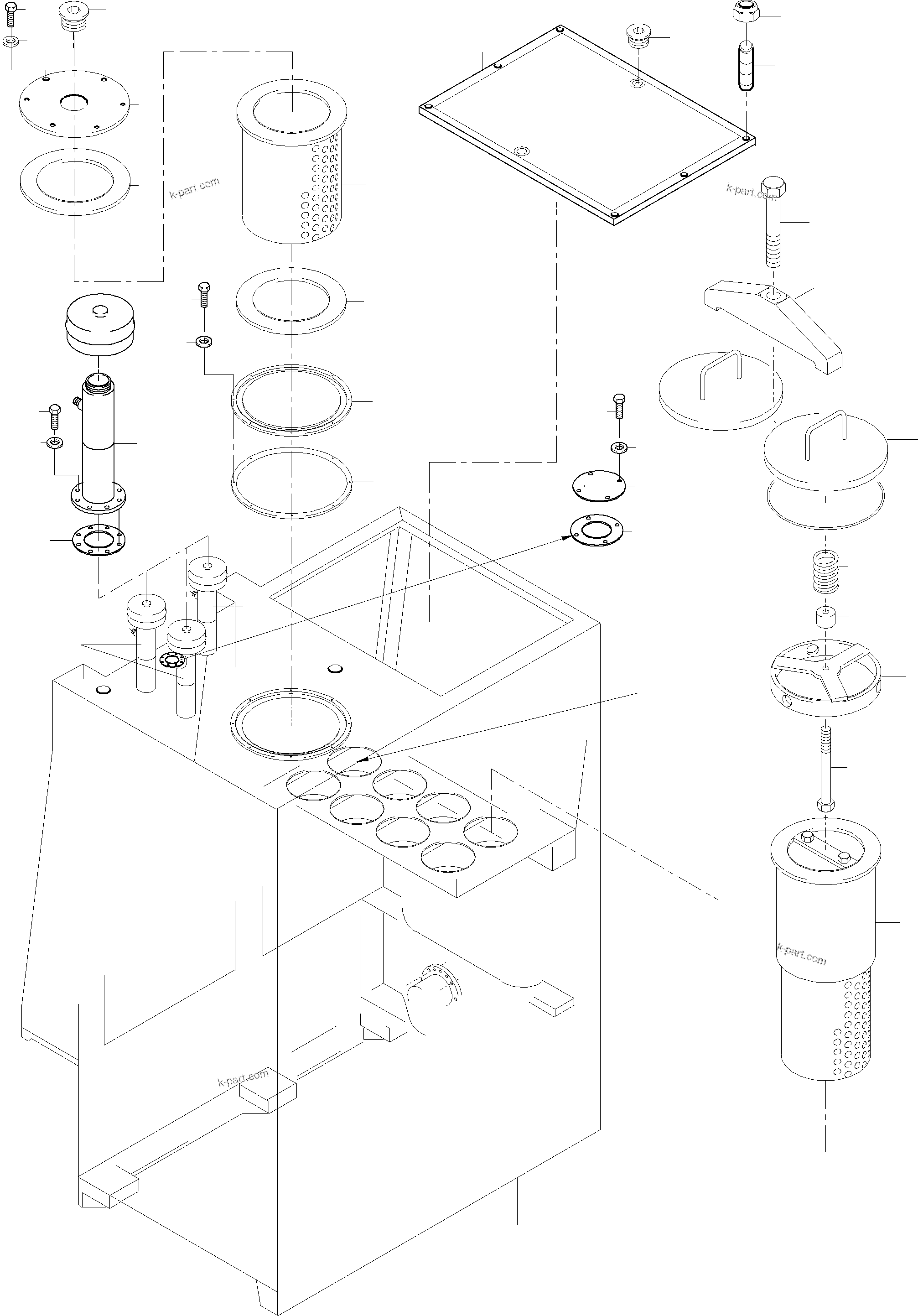 Komatsu parts book diagram for PC8000-6 S/N 12082: MAIN OIL TANK