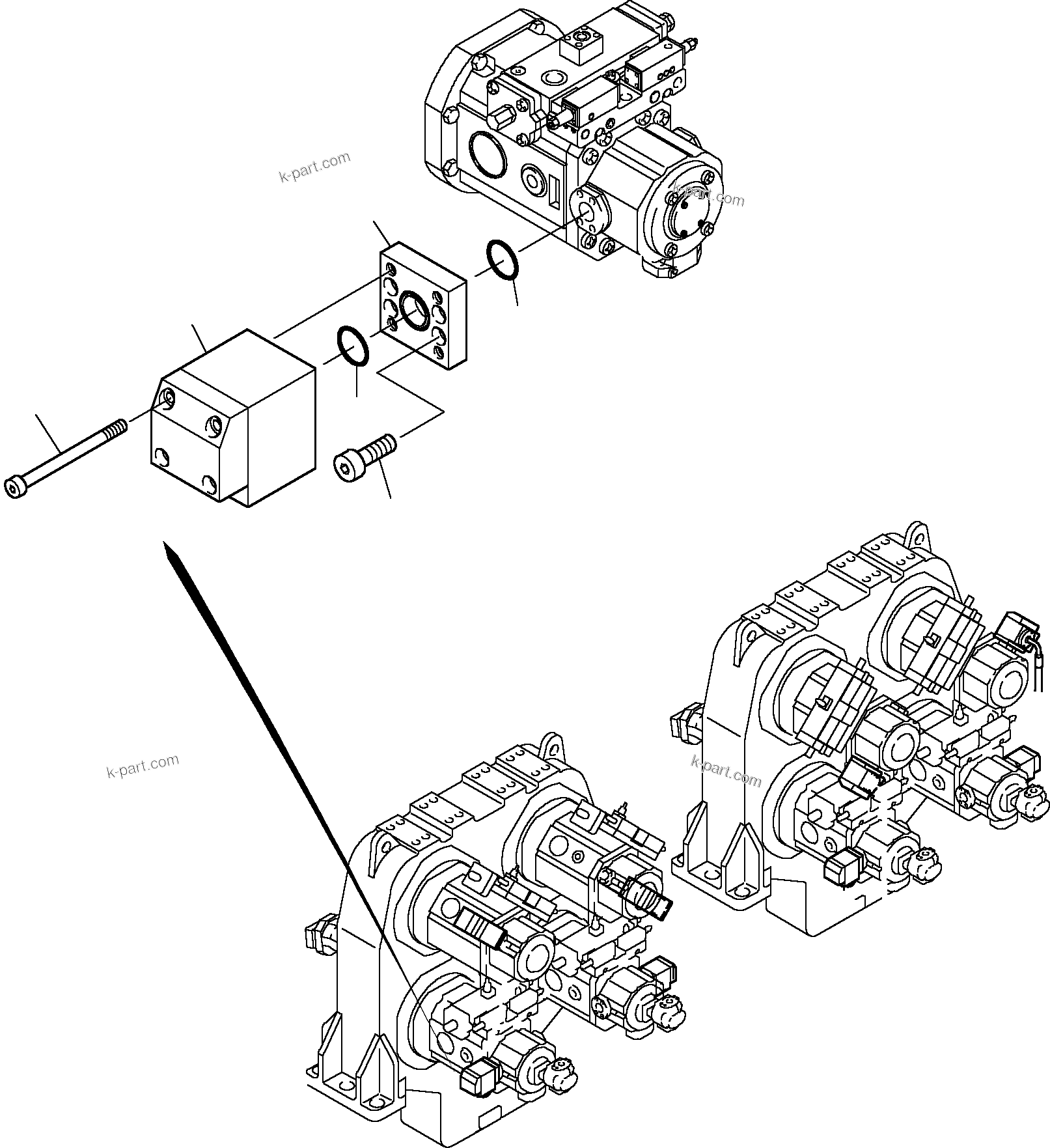 Komatsu parts book diagram for PC8000-6 S/N 12082: NON-RETURN VALVES AT THE MAIN PUMPS (FRONT AND REAR)