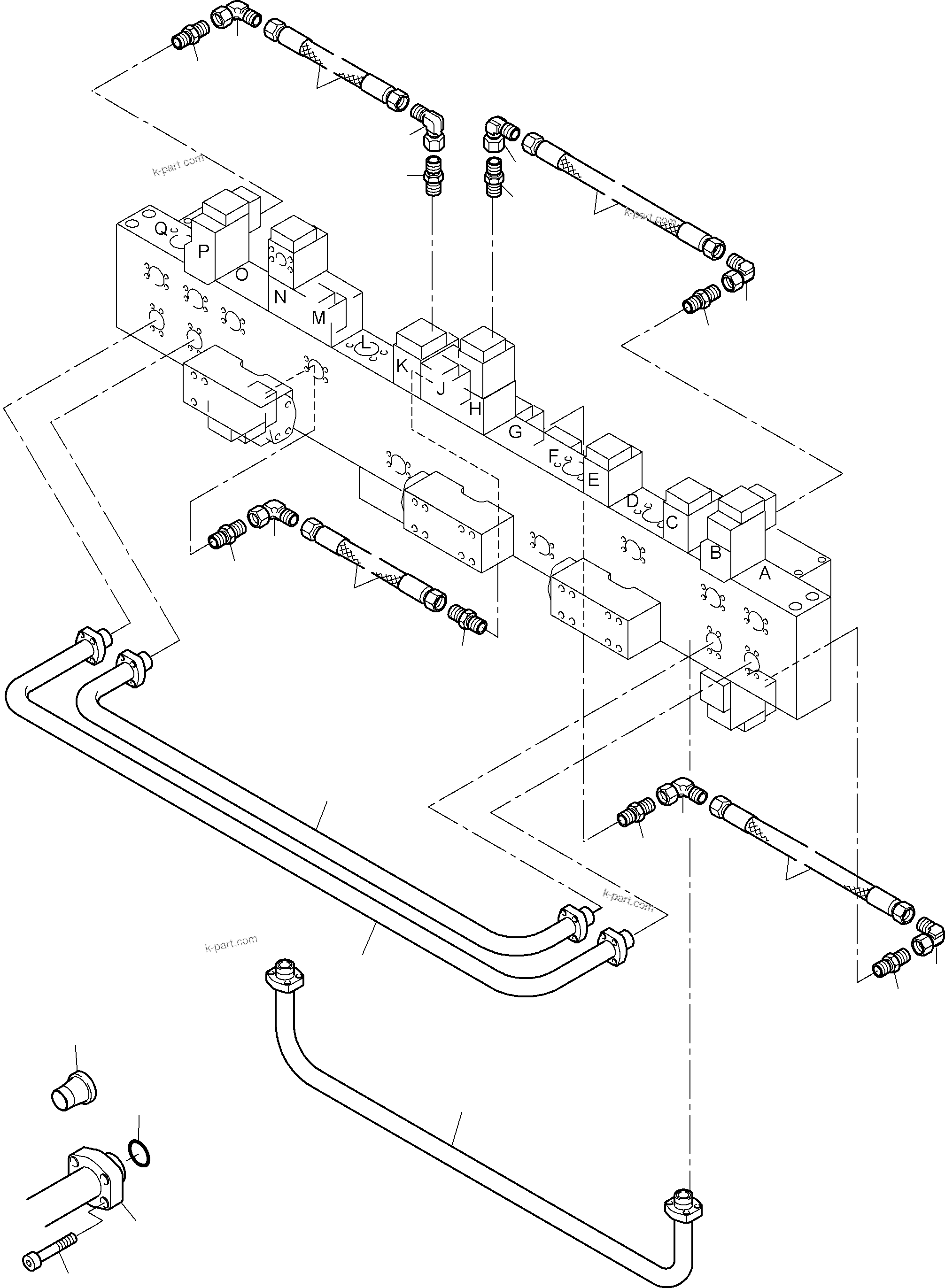 Komatsu parts book diagram for PC8000-6 S/N 12082: PIPING - MANIFOLD