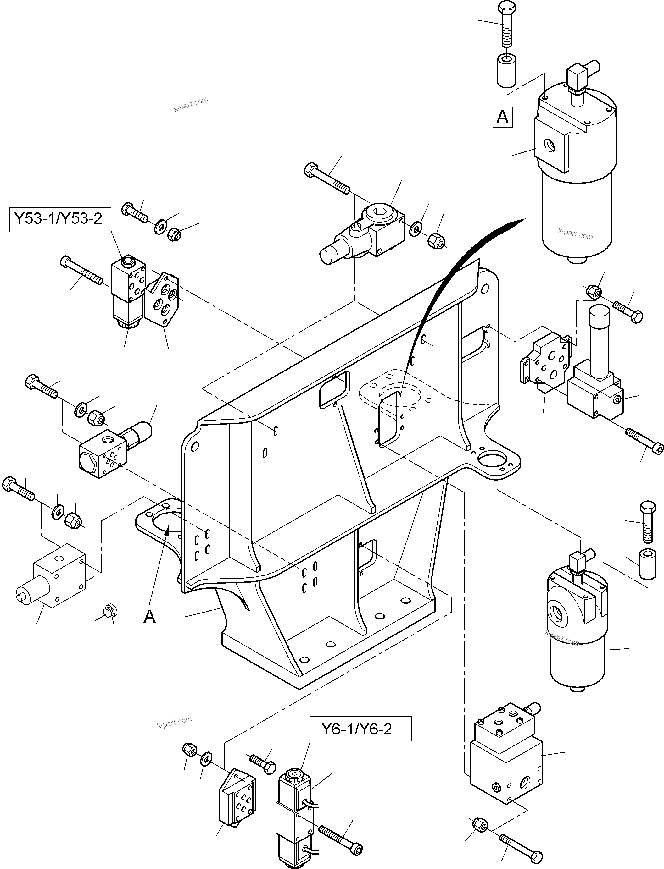 Komatsu parts book diagram for PC8000-6 S/N 12082: CONTROL- AND FILTER PLATE - PDG