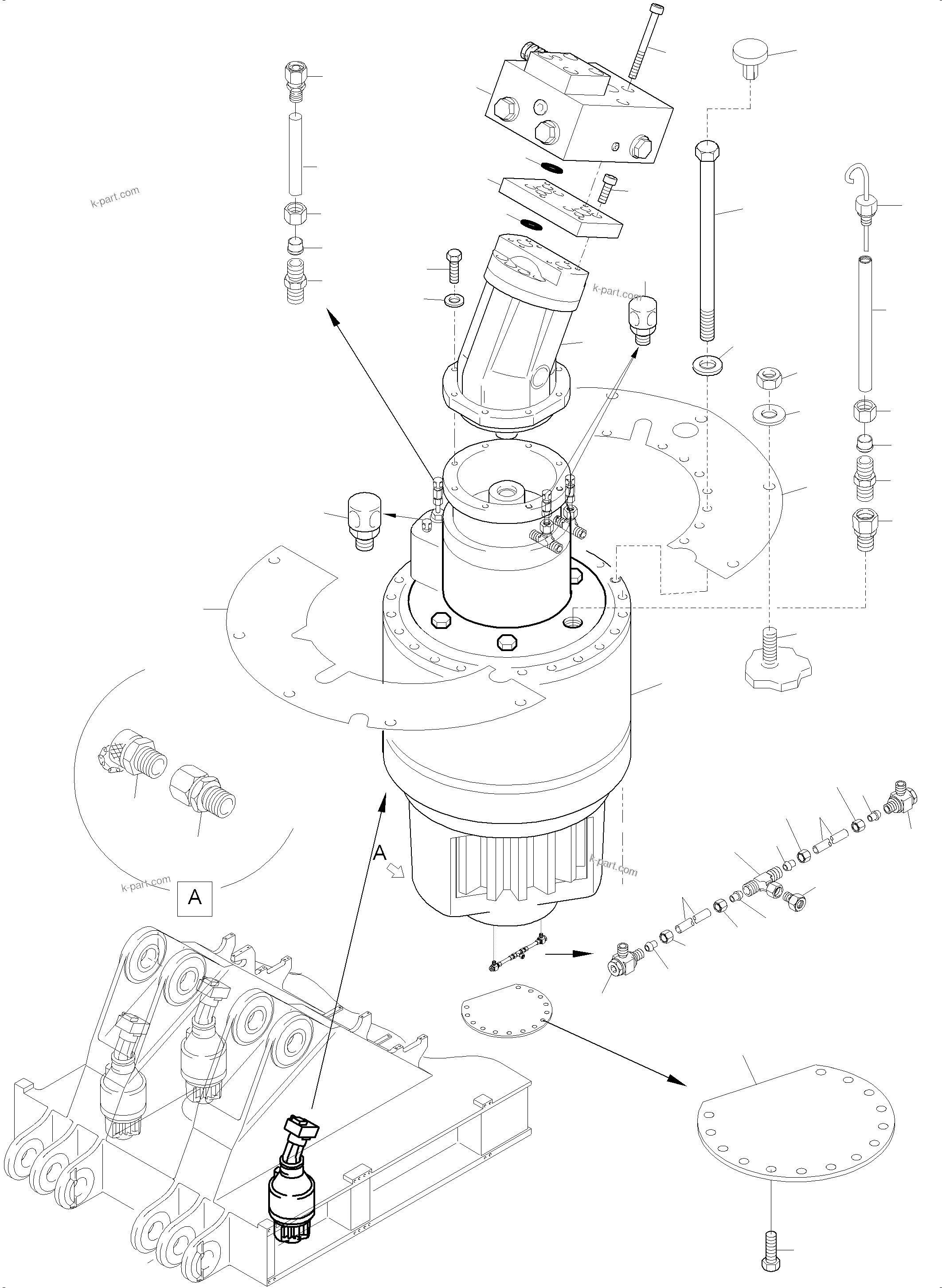 Komatsu parts book diagram for PC8000-6 S/N 12082: SLEW GEAR ARR.