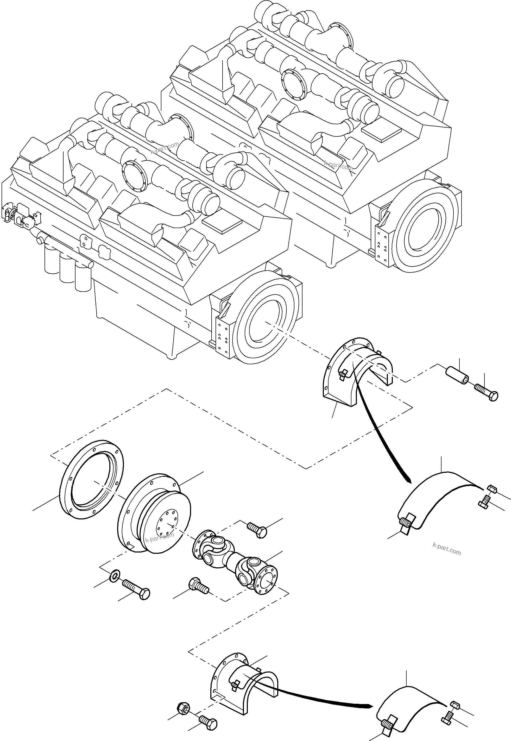 Komatsu parts book diagram for PC8000-6 S/N 12082: DRIVE ARRANGEMENT