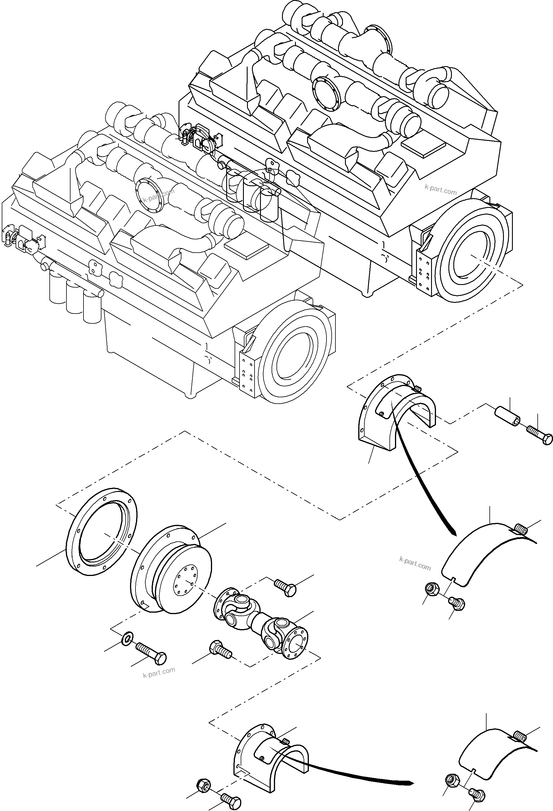 Komatsu parts book diagram for PC8000-6 S/N 12082: DRIVE ARRANGEMENT