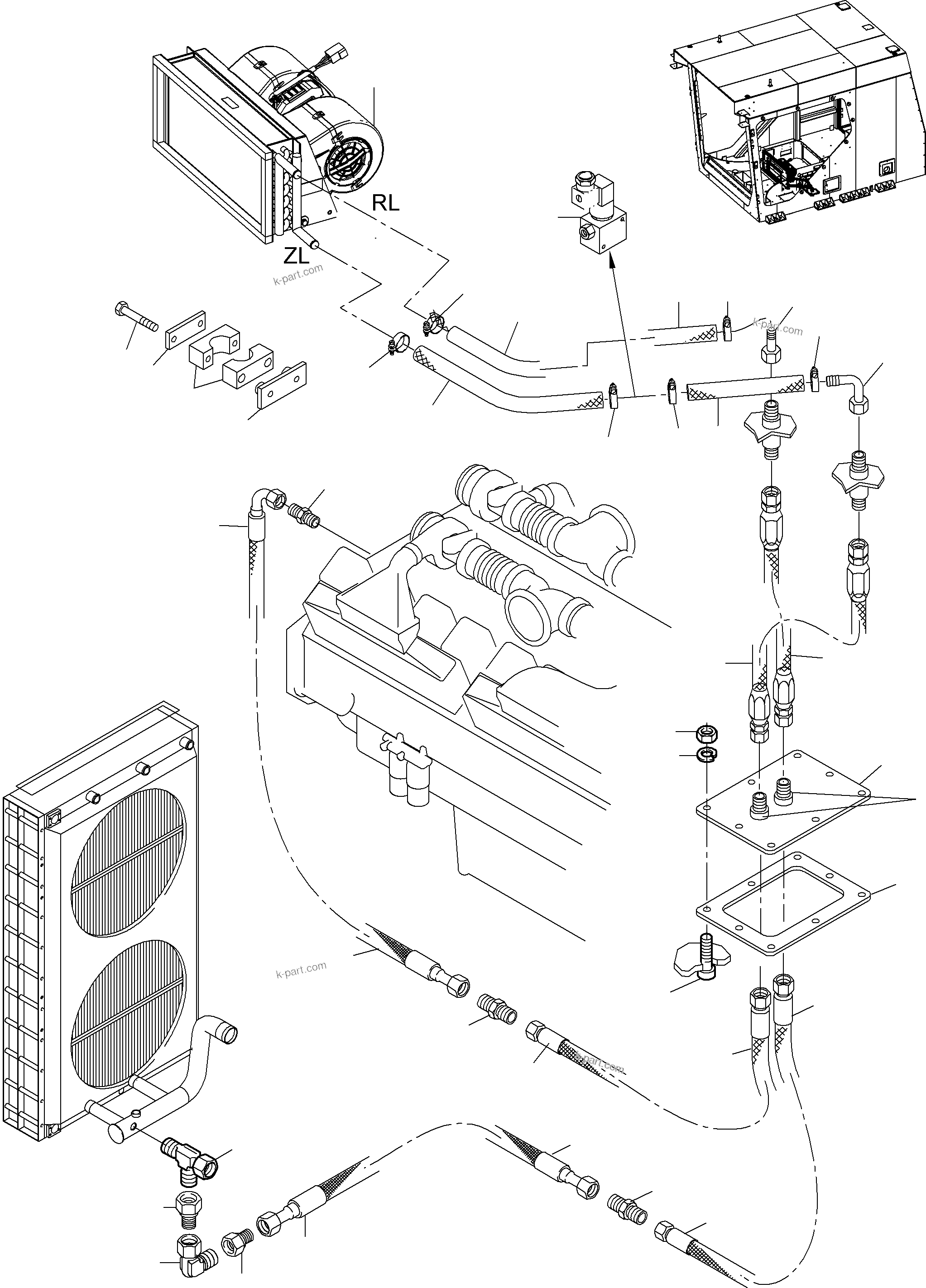 Komatsu parts book diagram for PC8000-6 S/N 12082: CAB HEATER ARR.