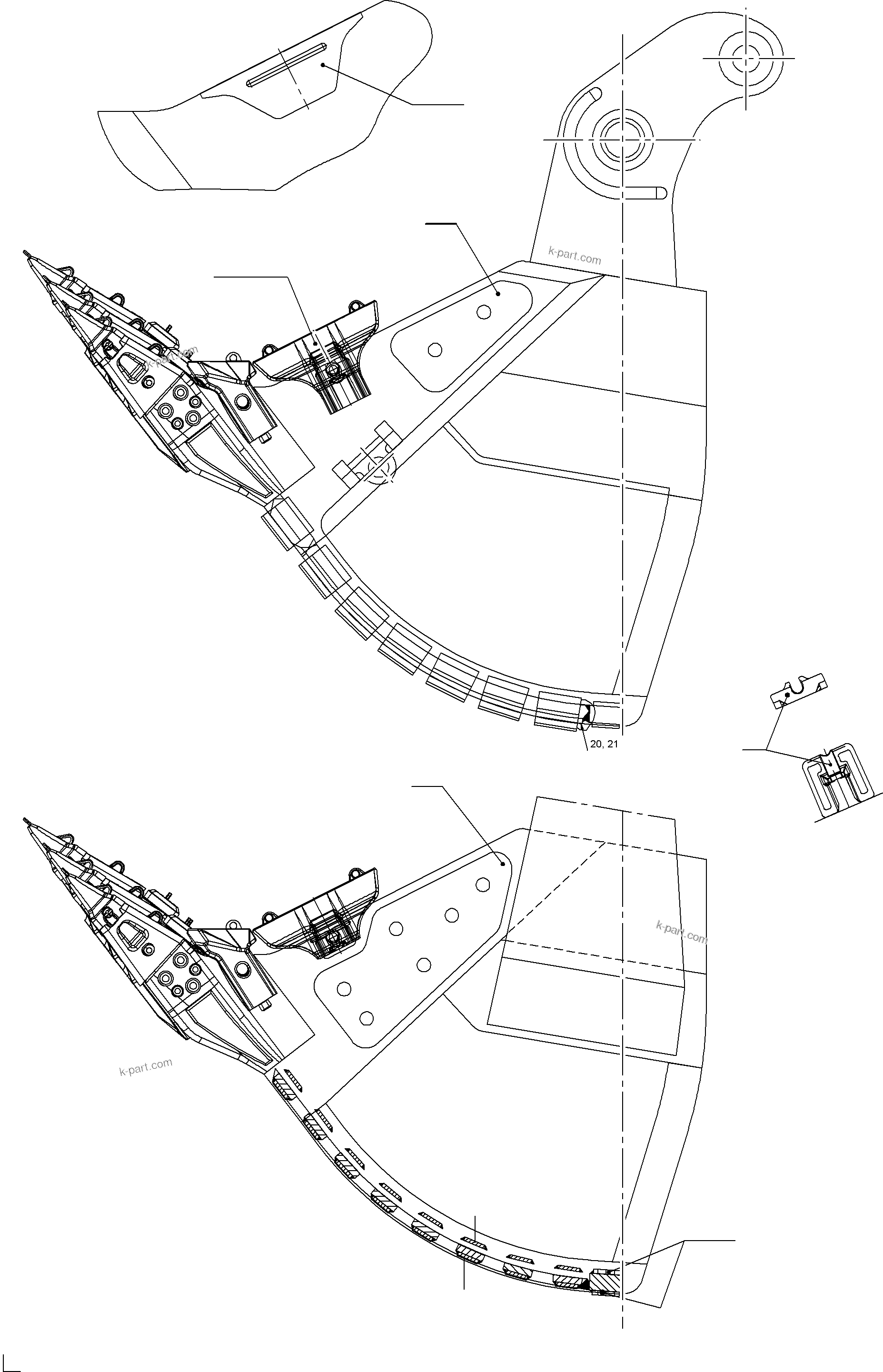 Komatsu parts book diagram for PC8000-6 S/N 12082: WEAR PARTS BULLCLAM 42,0 CBM M3WP3