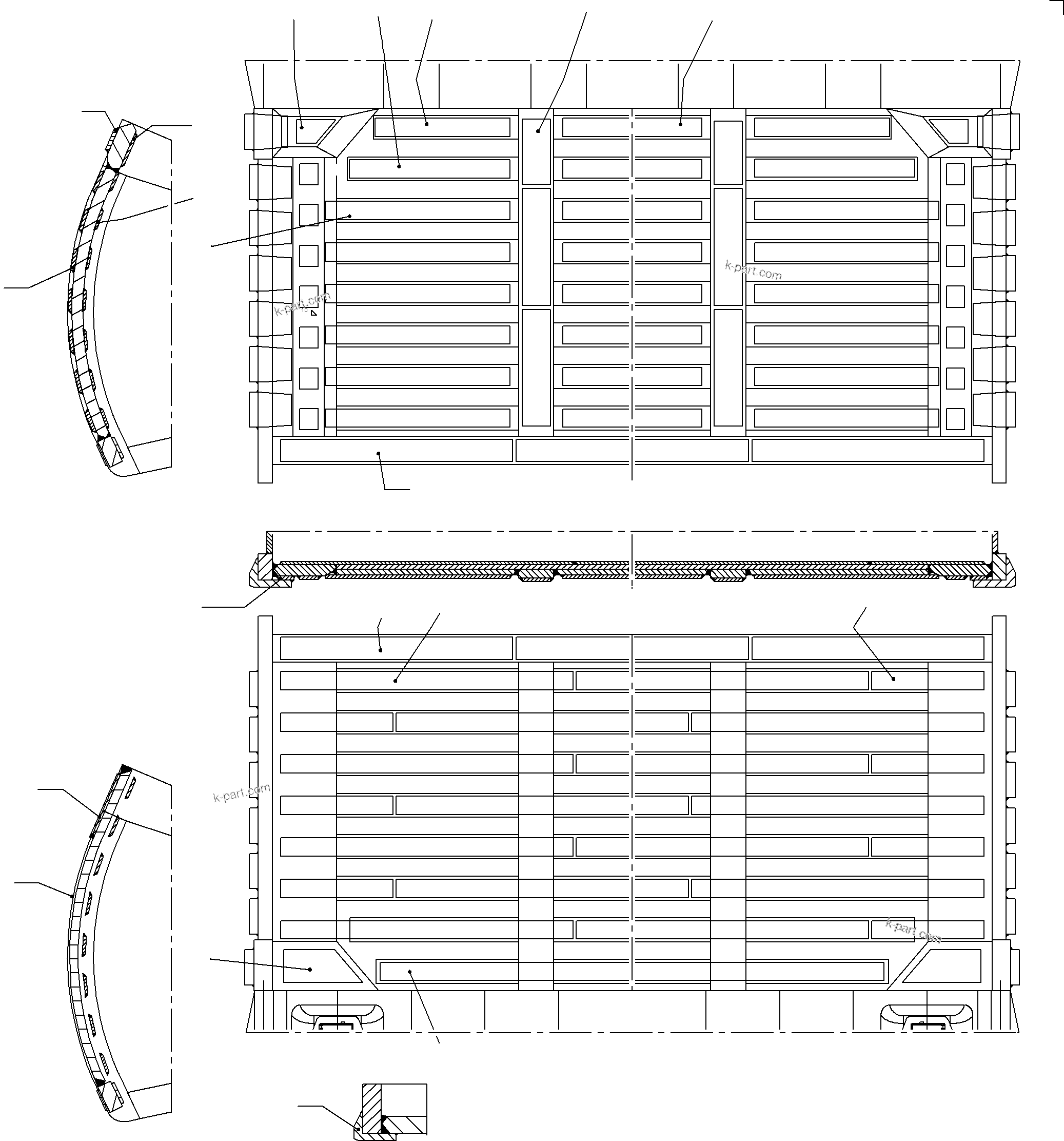 Komatsu parts book diagram for PC8000-6 S/N 12082: WEAR PARTS BULLCLAM 42,0 CBM M3WP3