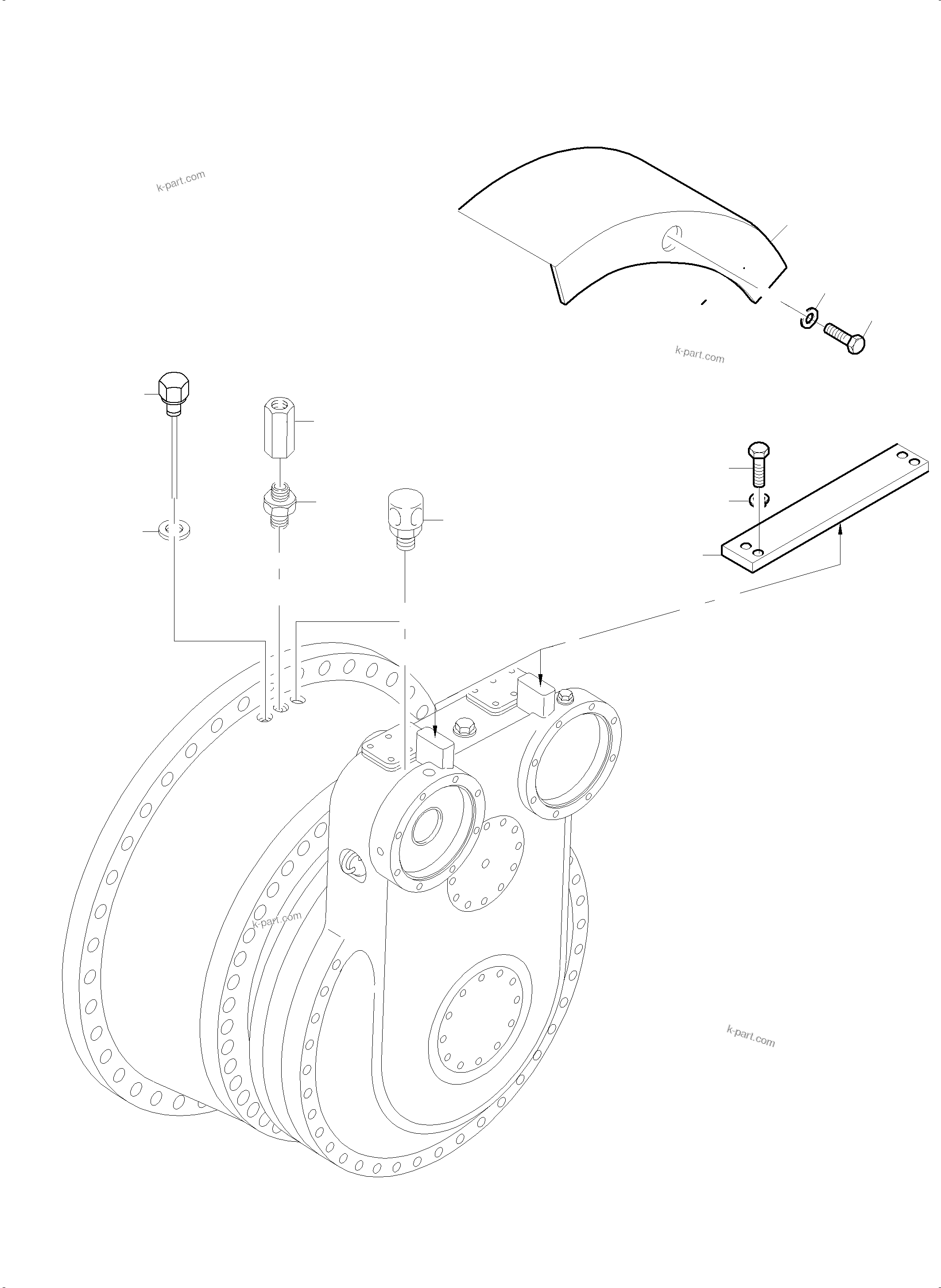 Komatsu parts book diagram for PC8000-6 S/N 12082: TRACK GROUP - DRIVE SPROCKET SIDE, R.H. AND L.H.