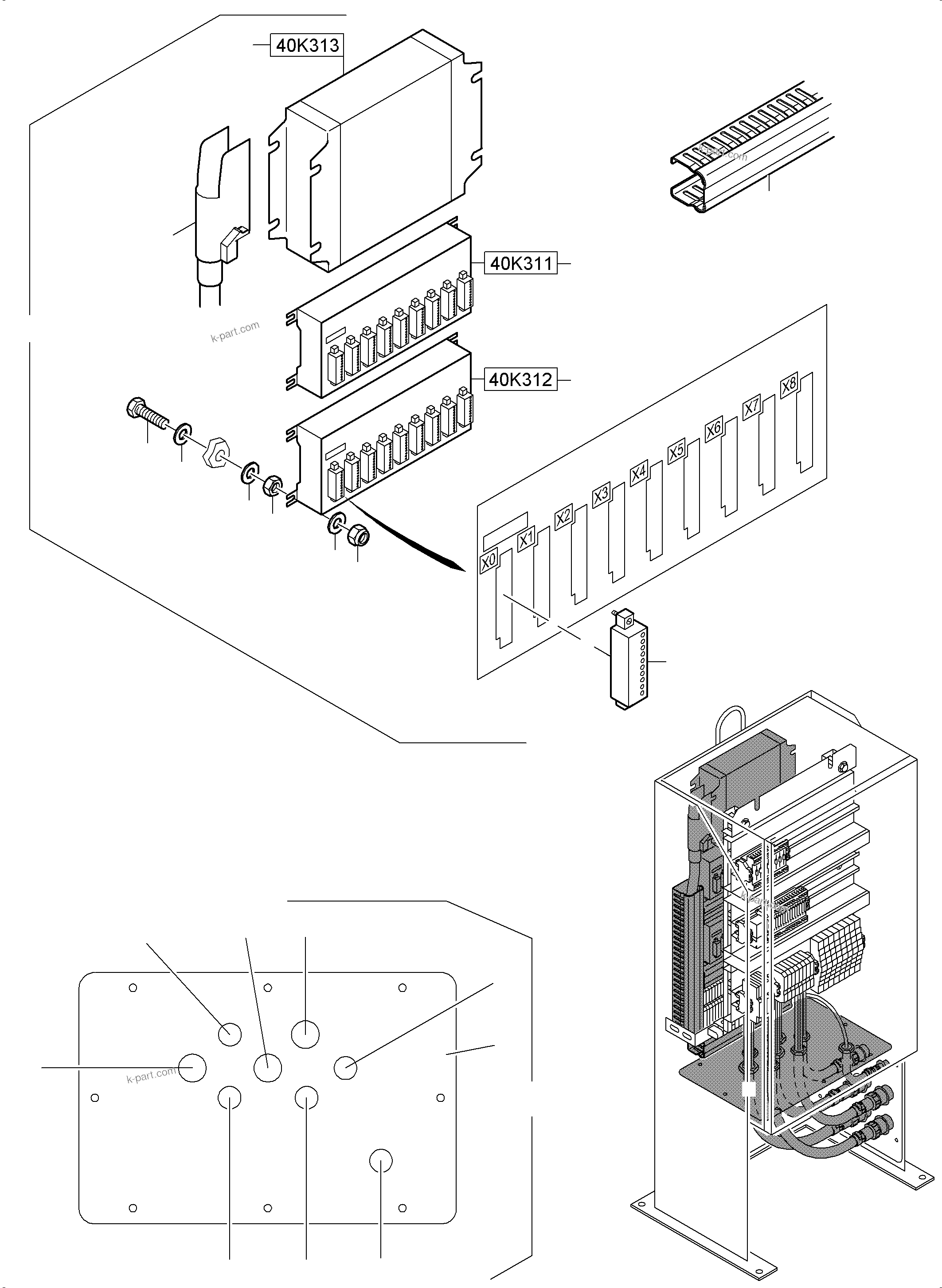 Komatsu parts book diagram for PC8000-6 S/N 12082: SWITCH CABINET ORT 40