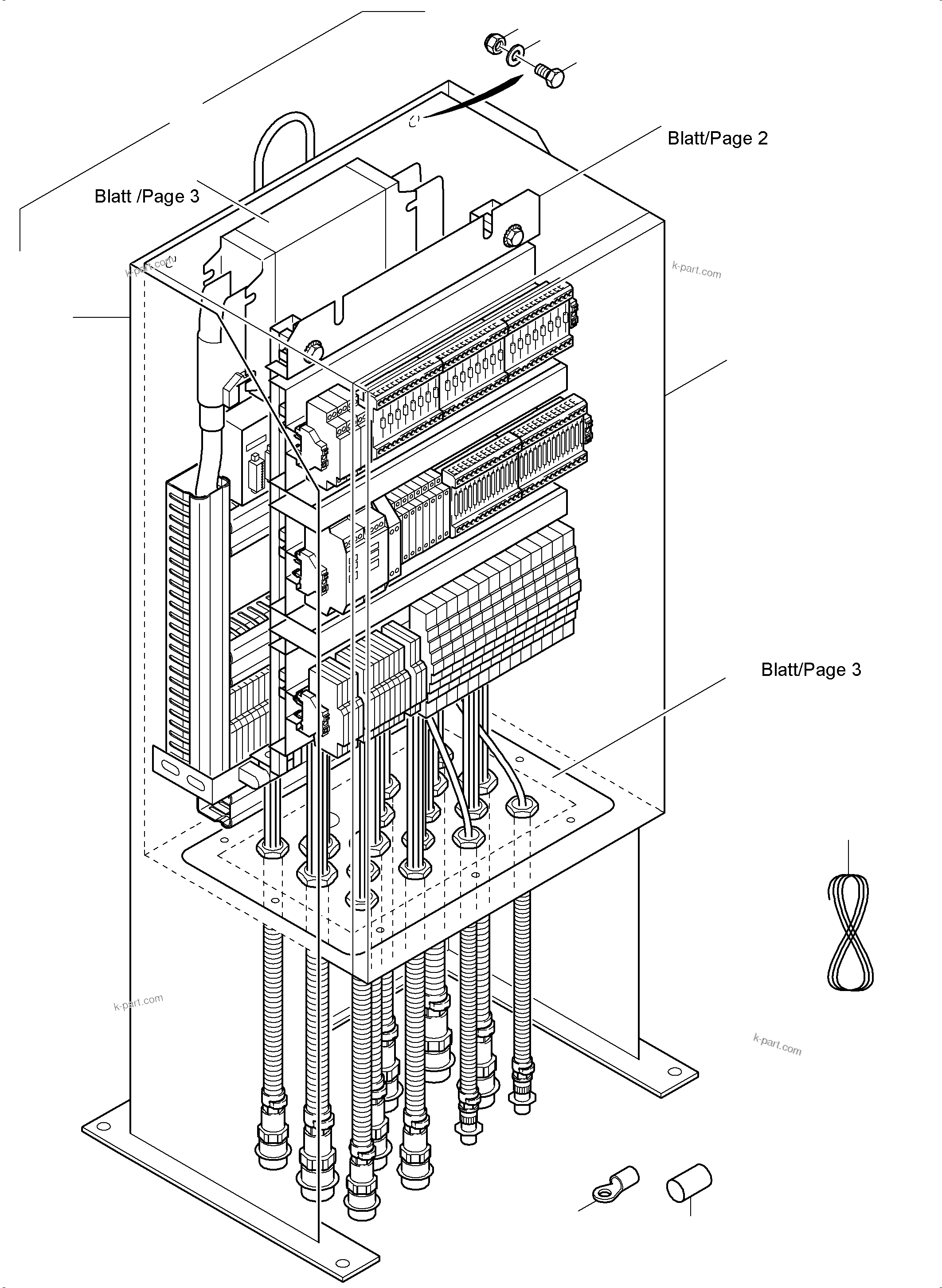 Komatsu parts book diagram for PC8000-6 S/N 12082: SWITCH CABINET ORT 51