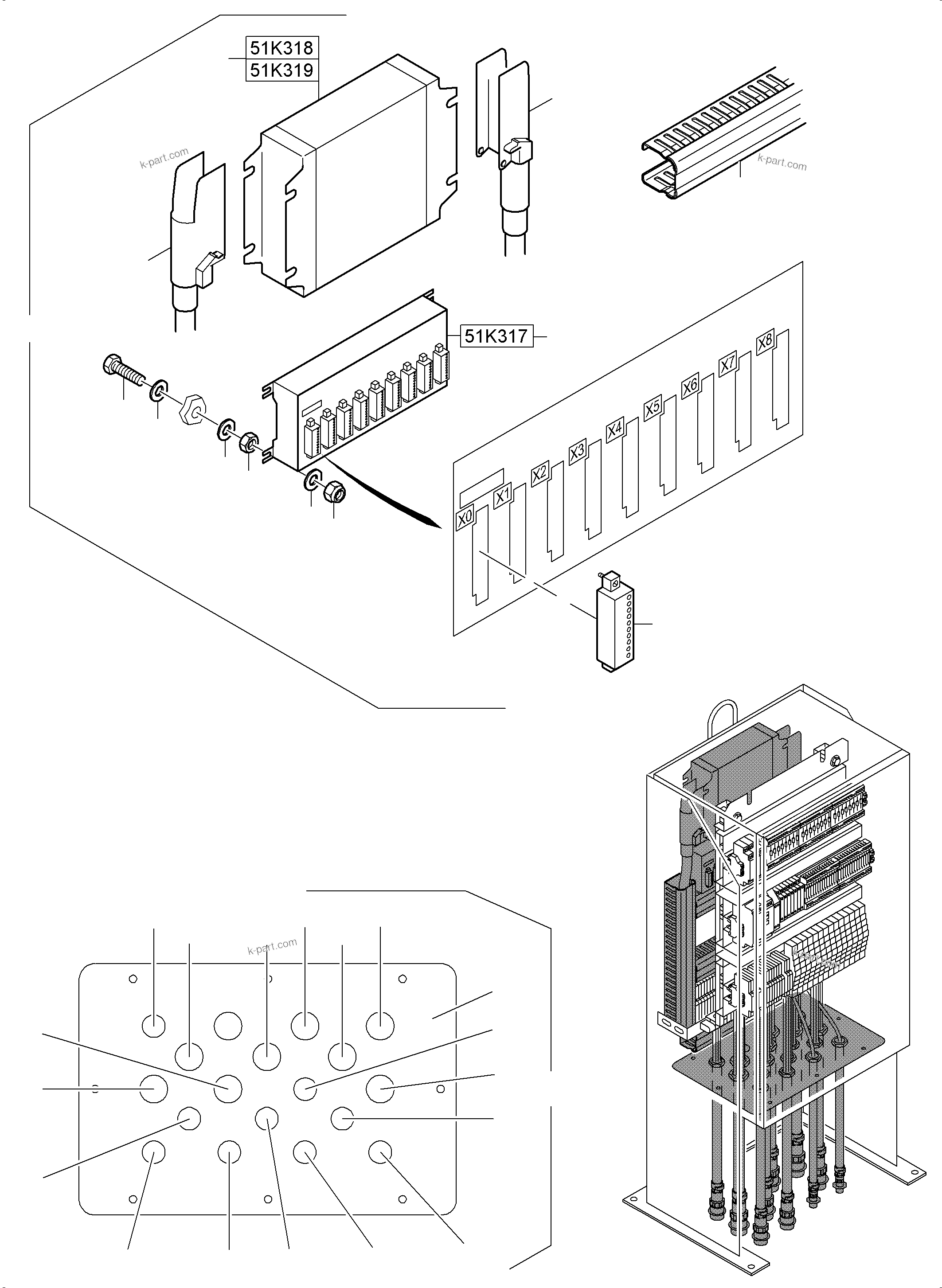 Komatsu parts book diagram for PC8000-6 S/N 12082: SWITCH CABINET ORT 51