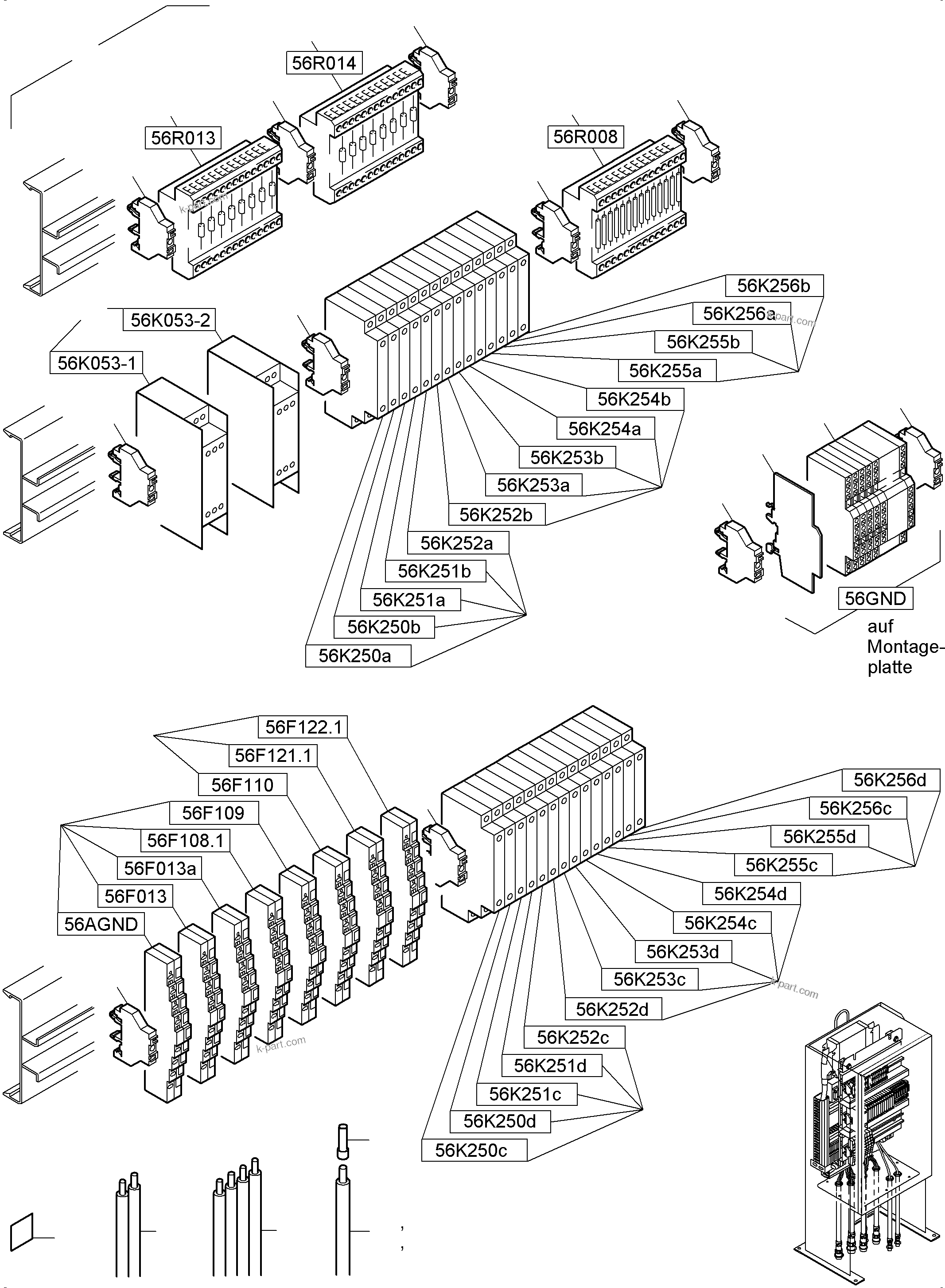 Komatsu parts book diagram for PC8000-6 S/N 12082: SWITCH CABINET ORT 56