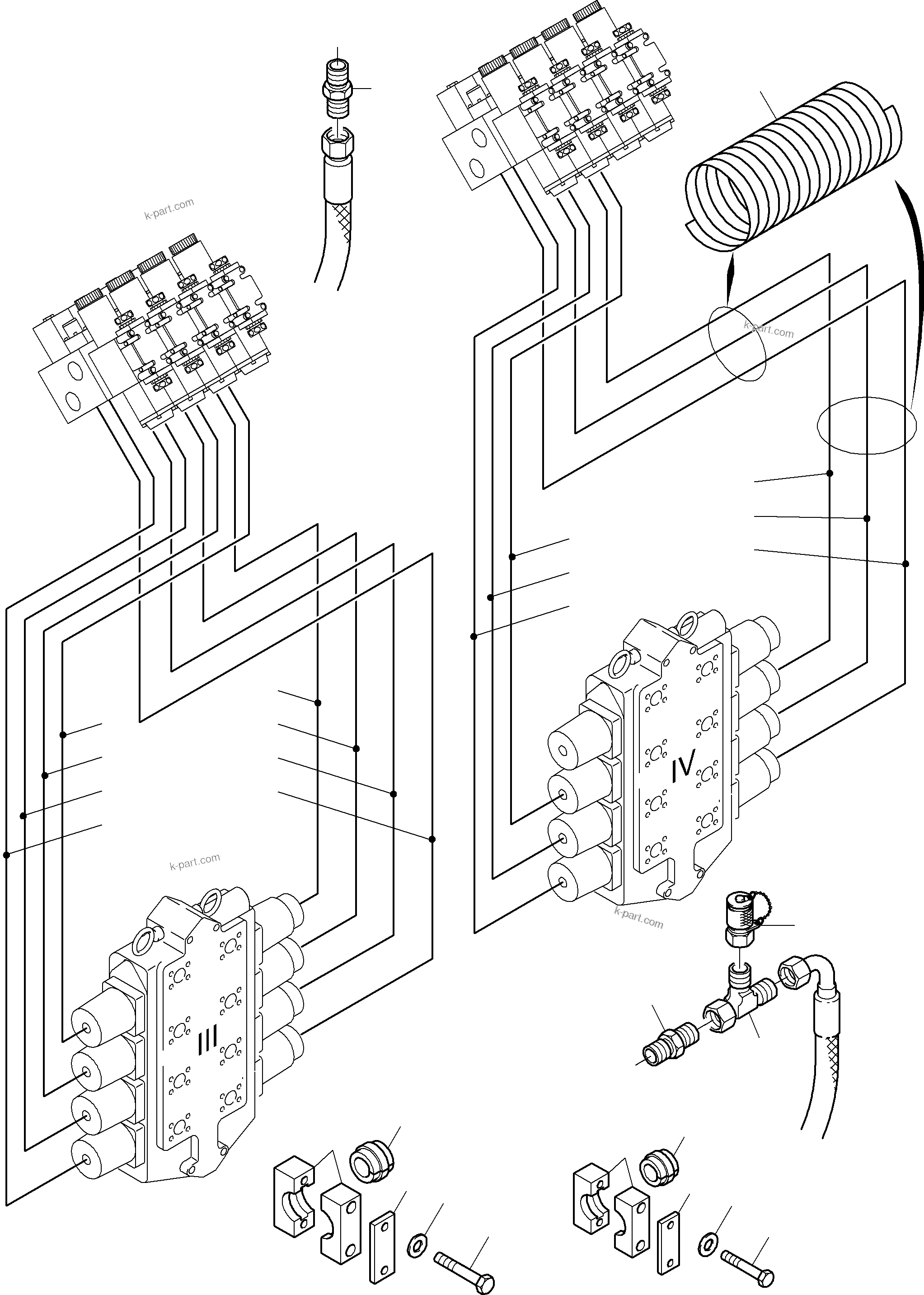 Komatsu parts book diagram for PC8000-6 S/N 12082: PIPES REMOTE CONTROL MANIFOLD
