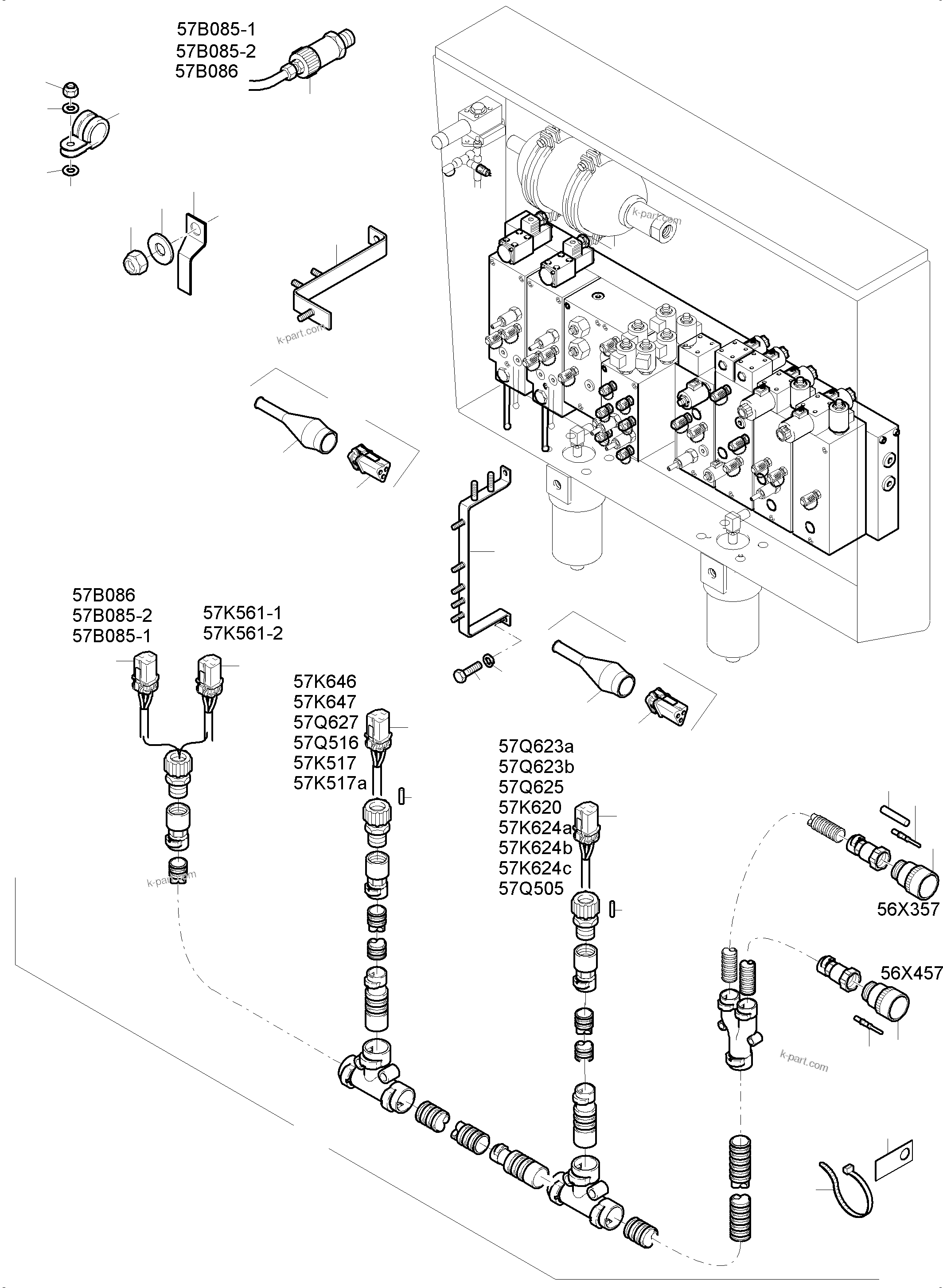 Komatsu parts book diagram for PC8000-6 S/N 12082: CABLES - CARTRIDGE BLOCK